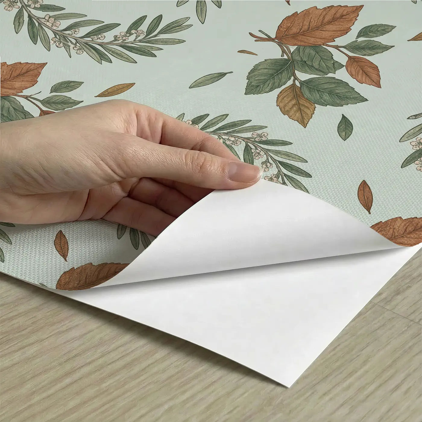 Olive Branch Wreath Botanical Elegance II peel and stick material close-up - Whimsy Tots
