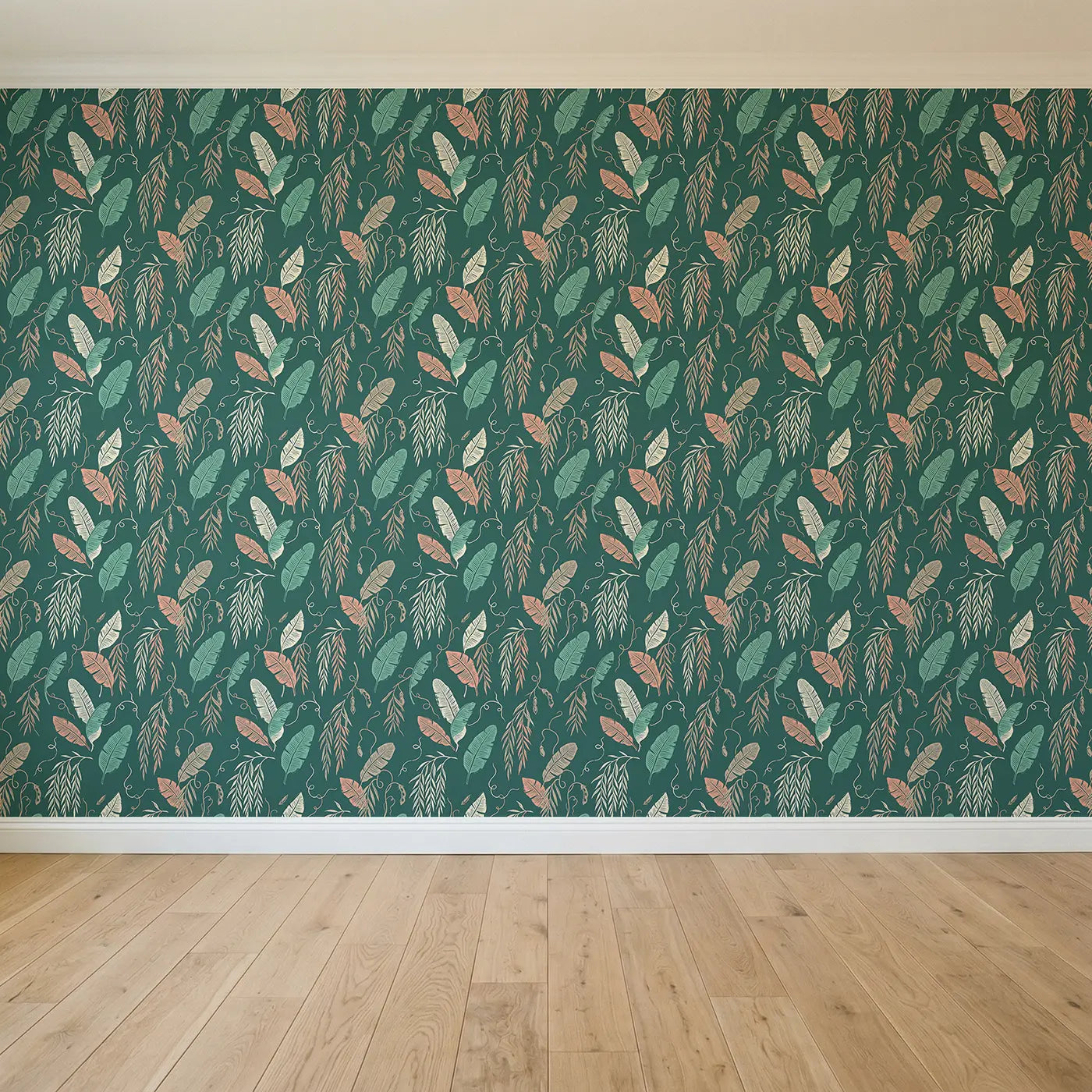 Banana Leaf Block Print seamless wallpaper full pattern - Whimsy Tots