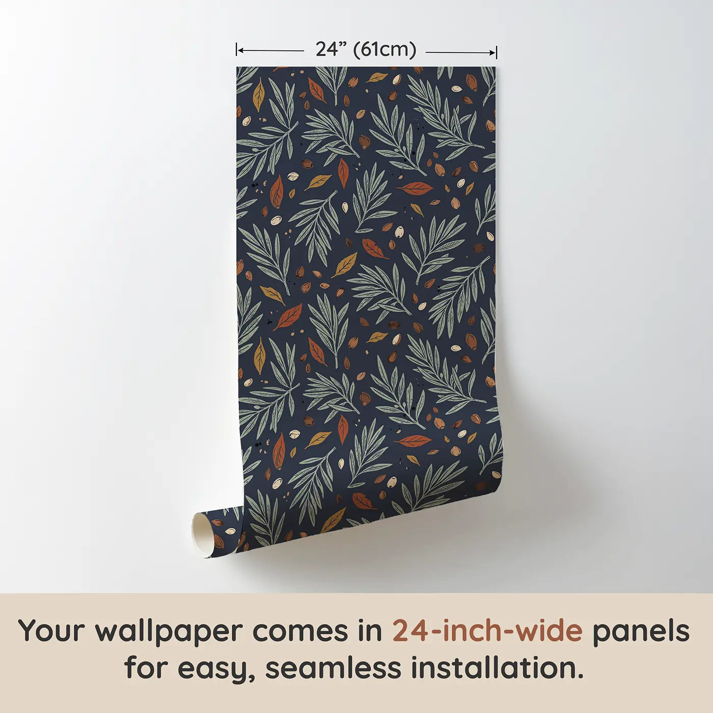 Olive Branches Block Print wallpaper panel dimensions - Whimsy Tots