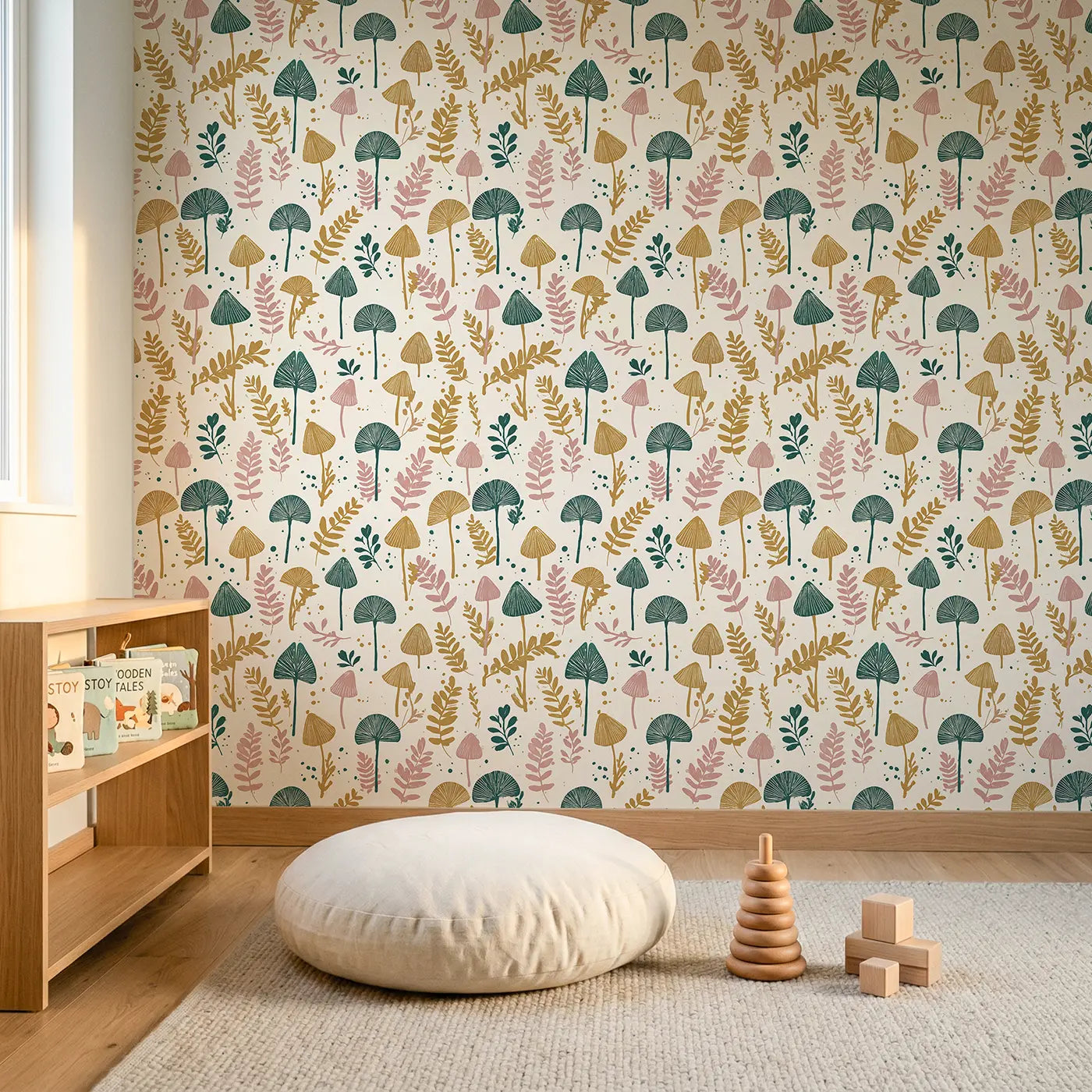 Pressed Botanical Specimens Block Print II wallpaper in Scandinavian nursery - Whimsy Tots