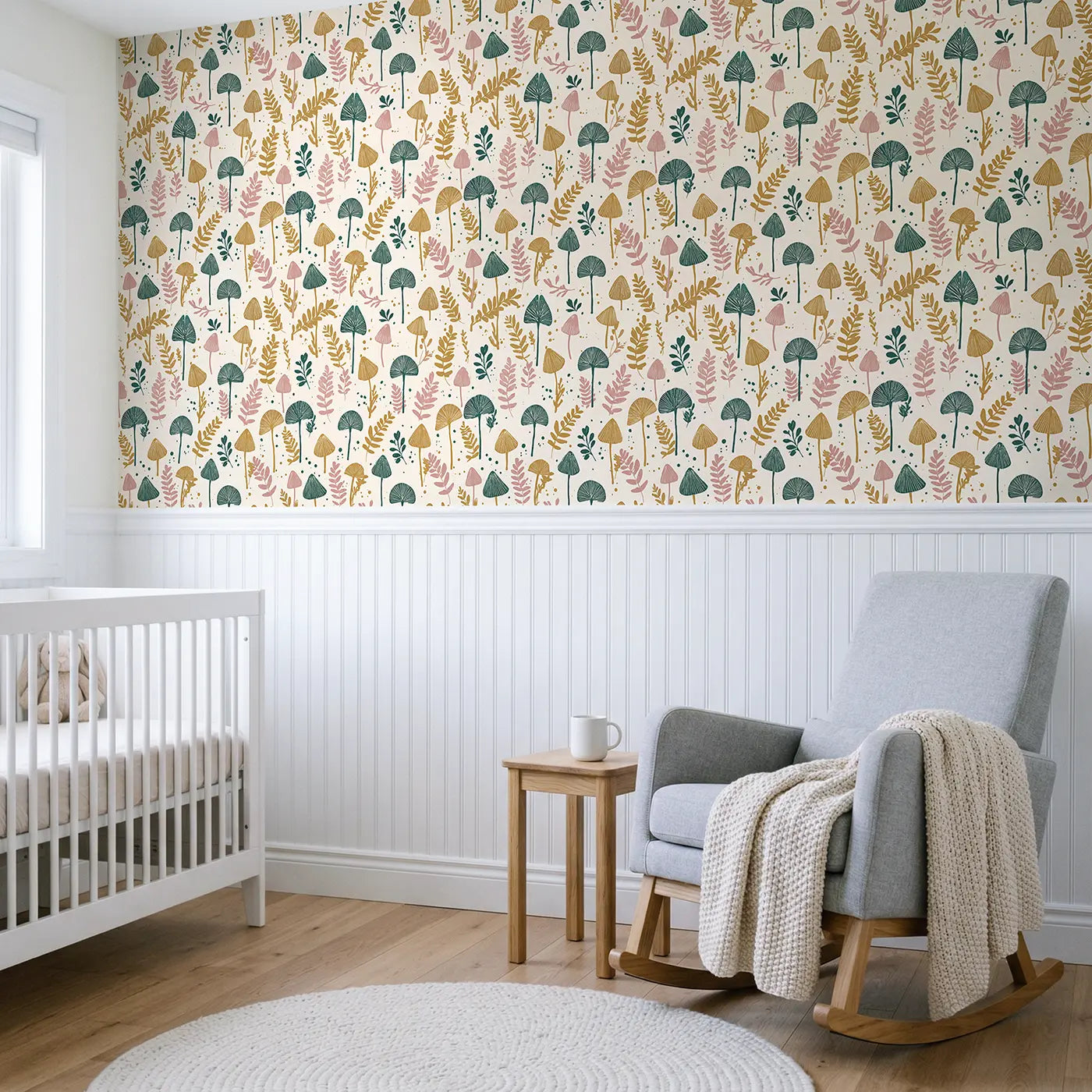 Pressed Botanical Specimens Block Print II wallpaper above wainscoting - Whimsy Tots
