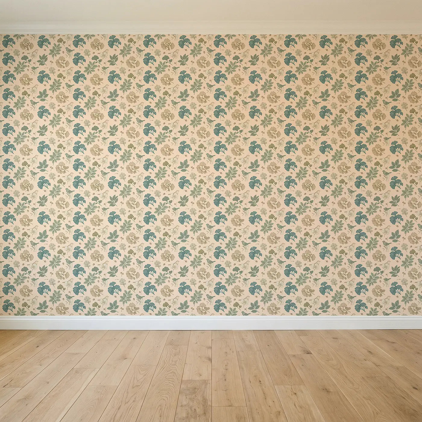 Ginkgo Fan-Shaped Leaves Botanical Elegance seamless wallpaper full pattern - Whimsy Tots