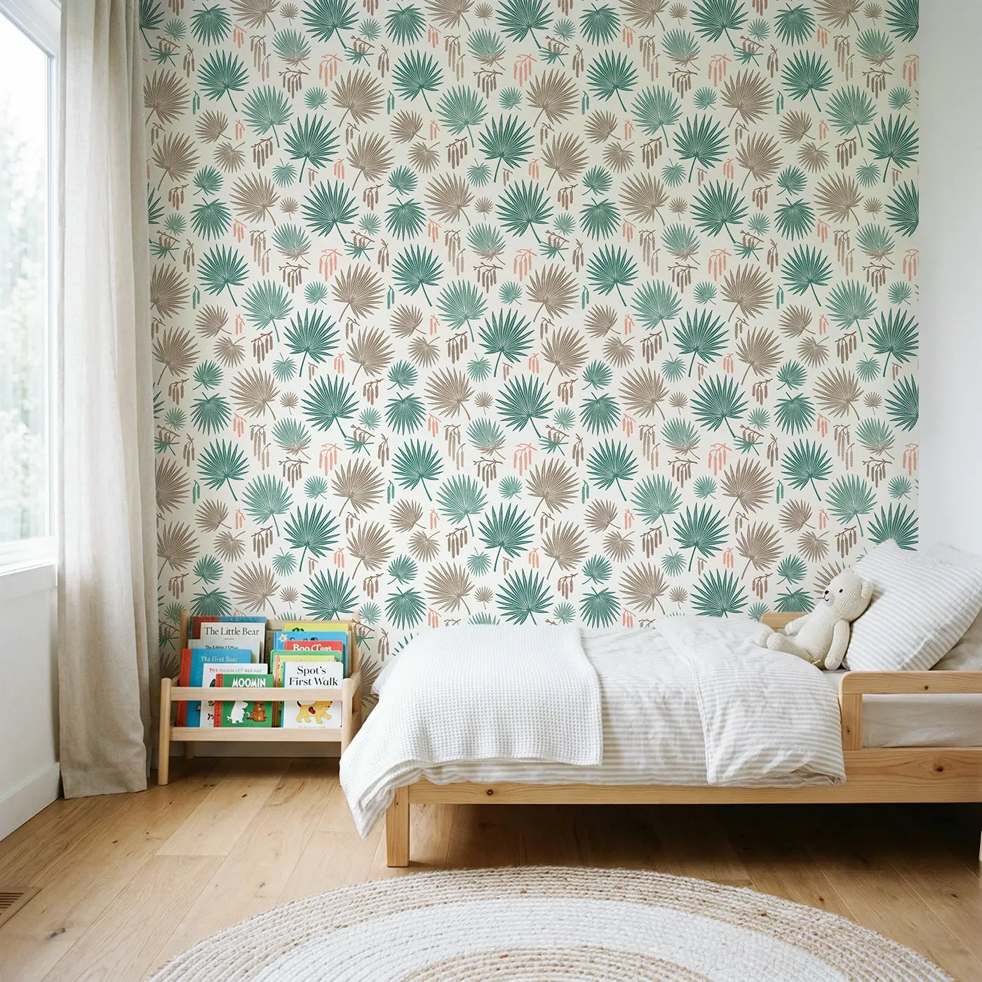 Palm Fronds Long Block Print wallpaper in Scandinavian nursery - Whimsy Tots