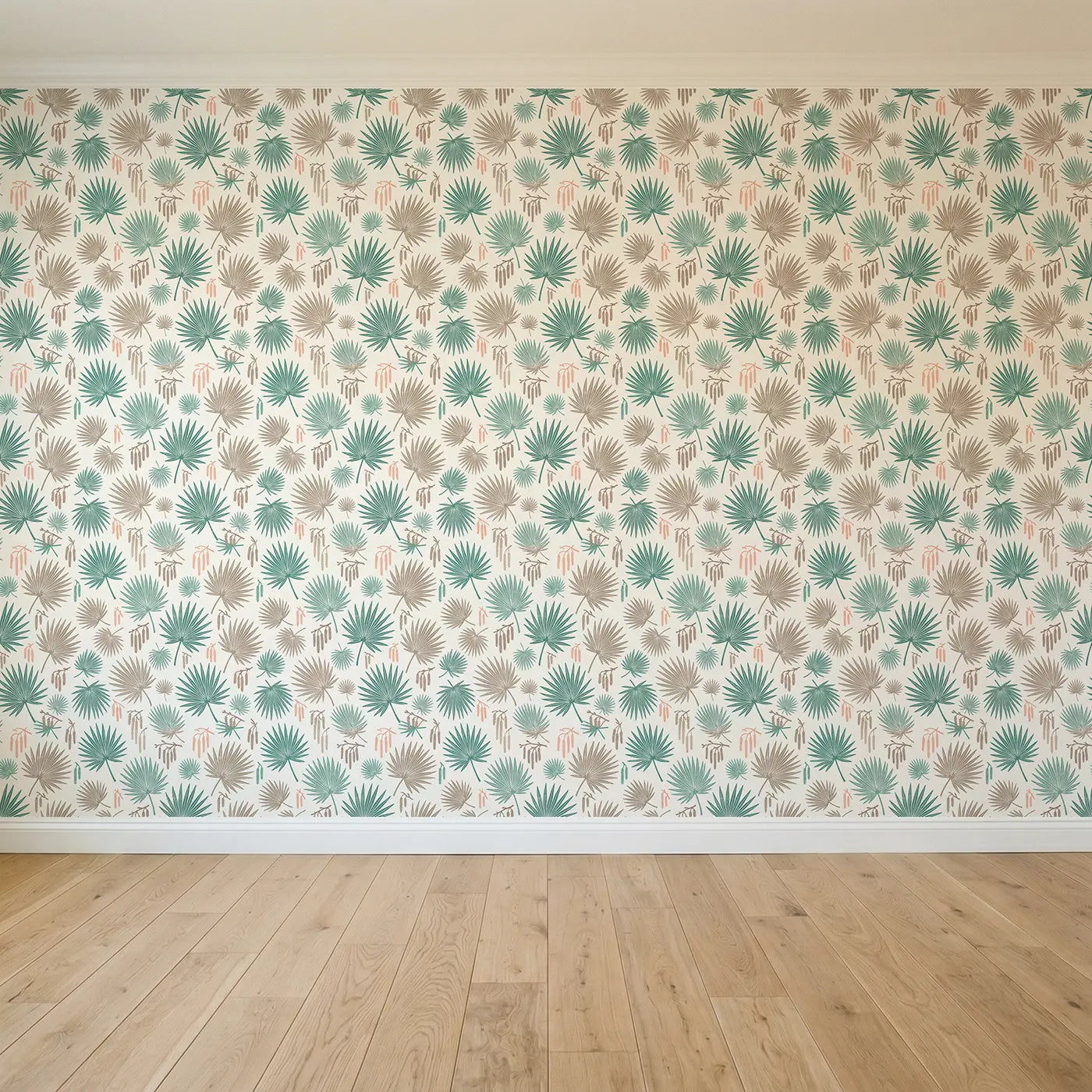 Palm Fronds Long Block Print seamless wallpaper full pattern - Whimsy Tots