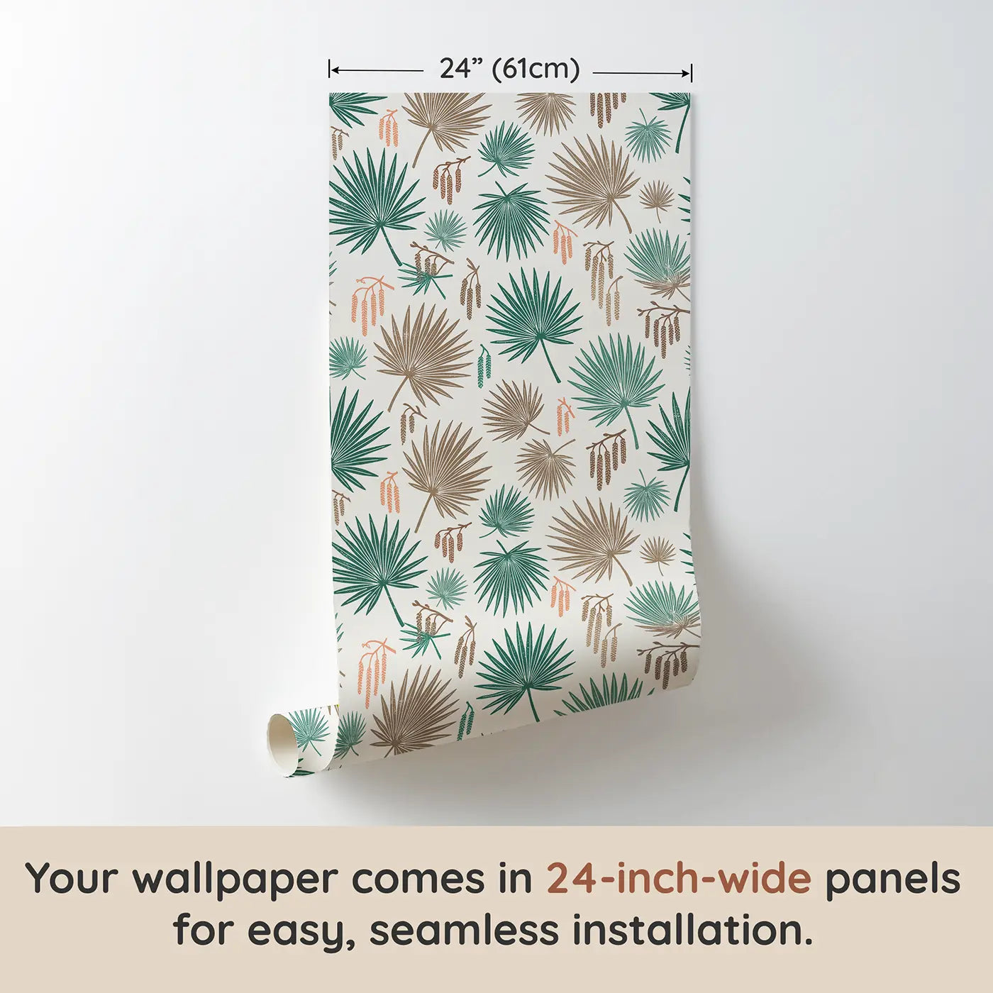 Palm Fronds Long Block Print wallpaper panel dimensions - Whimsy Tots