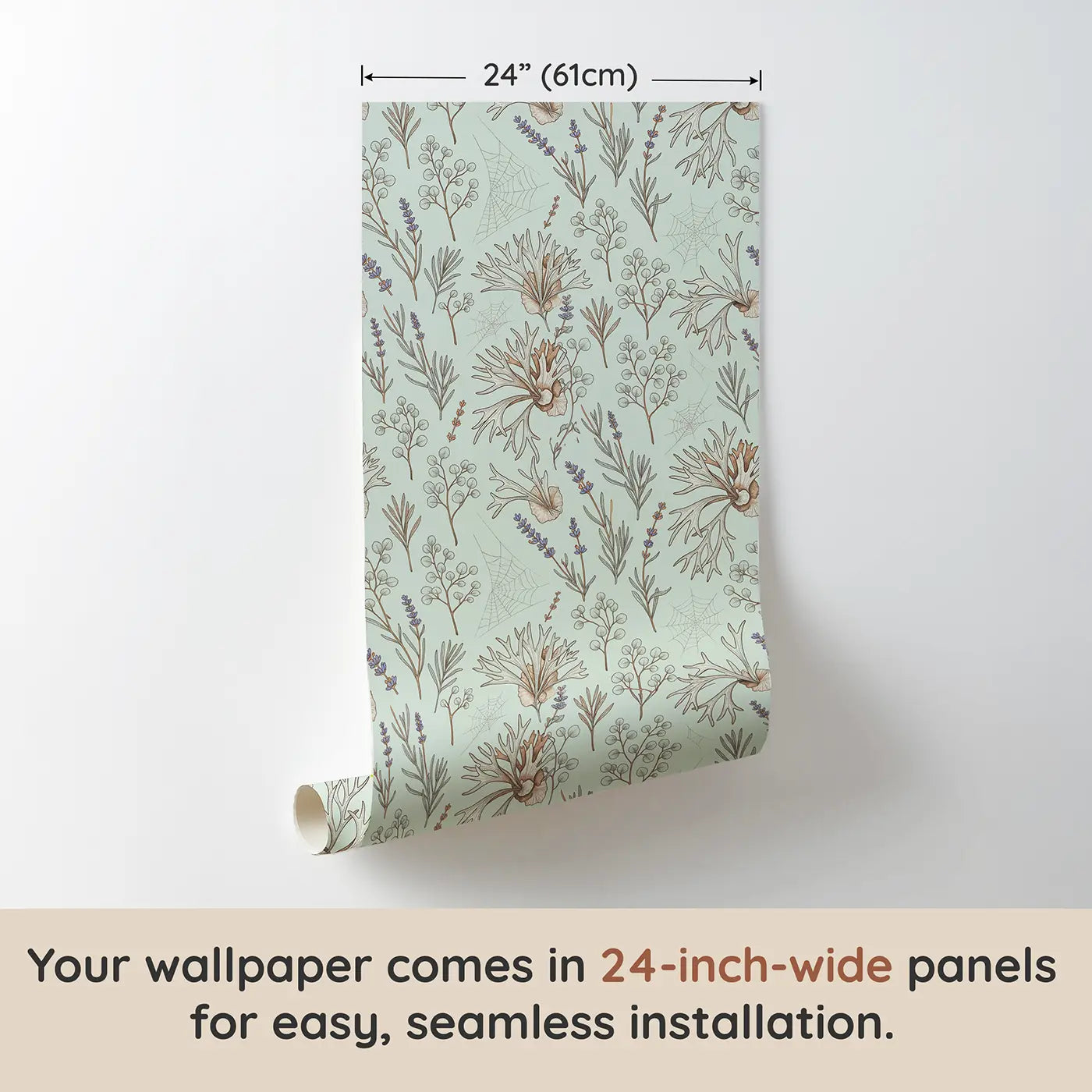 Baby Blue Eucalyptus Botanical Elegance wallpaper panel dimensions - Whimsy Tots