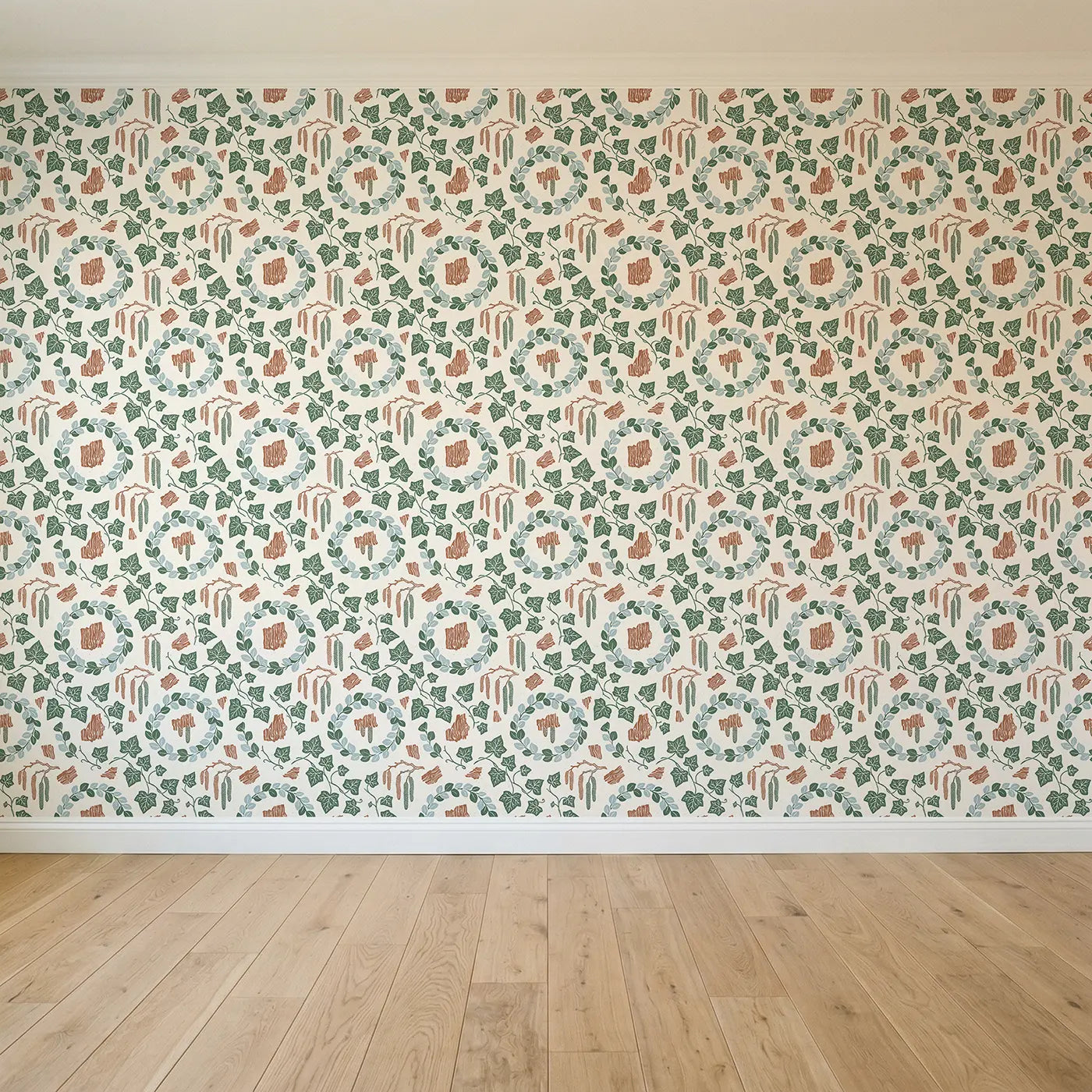 Heart-Shaped Ivy Block Print seamless wallpaper full pattern - Whimsy Tots