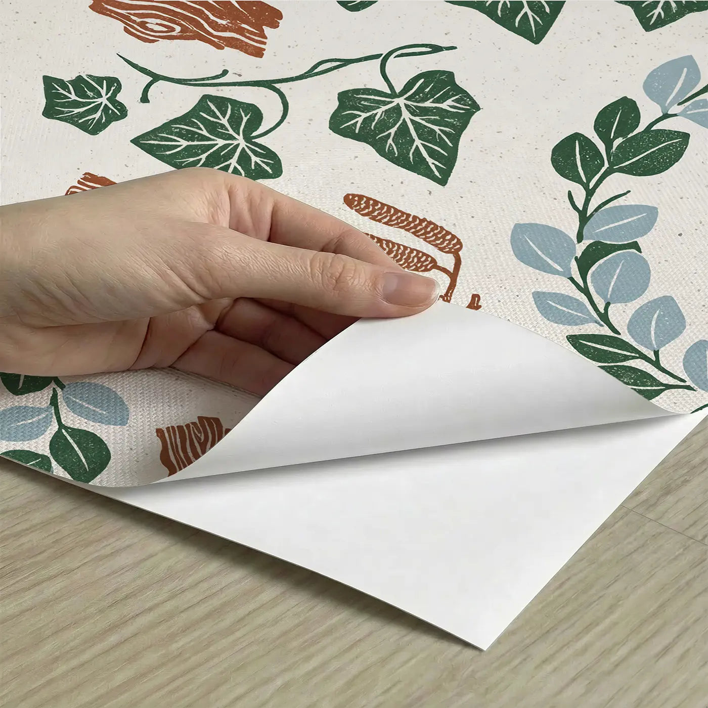 Heart-Shaped Ivy Block Print peel and stick material close-up - Whimsy Tots
