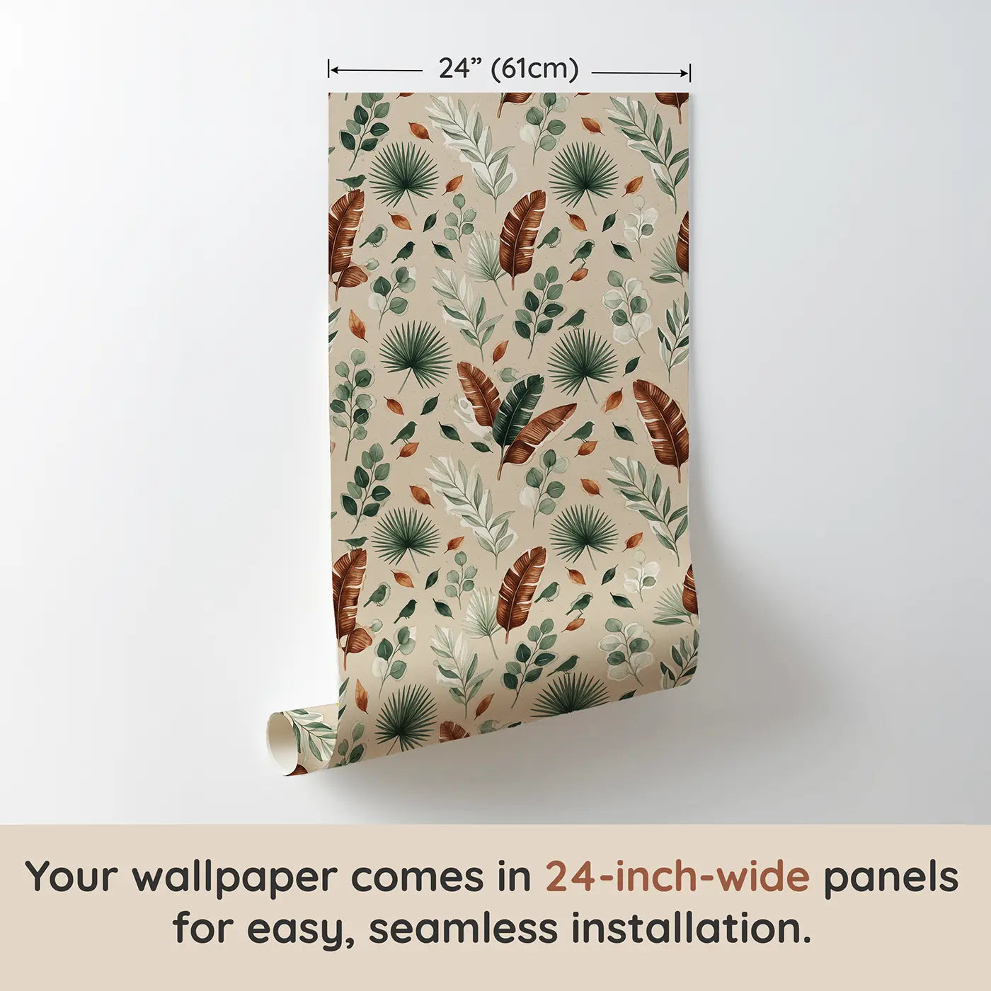 Mixed Eucalyptus Varieties Watercolor wallpaper panel dimensions - Whimsy Tots