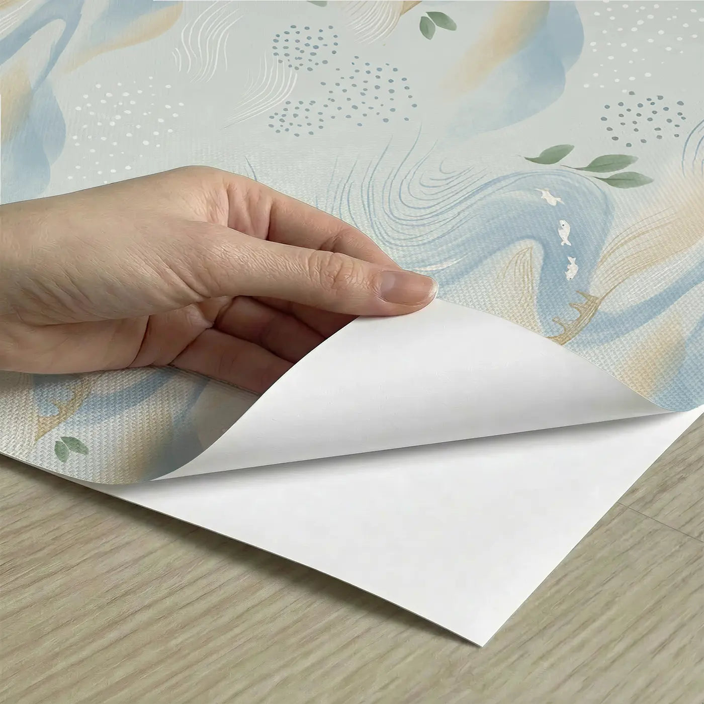 River Meandering Soft Pastel peel and stick material close-up - Whimsy Tots