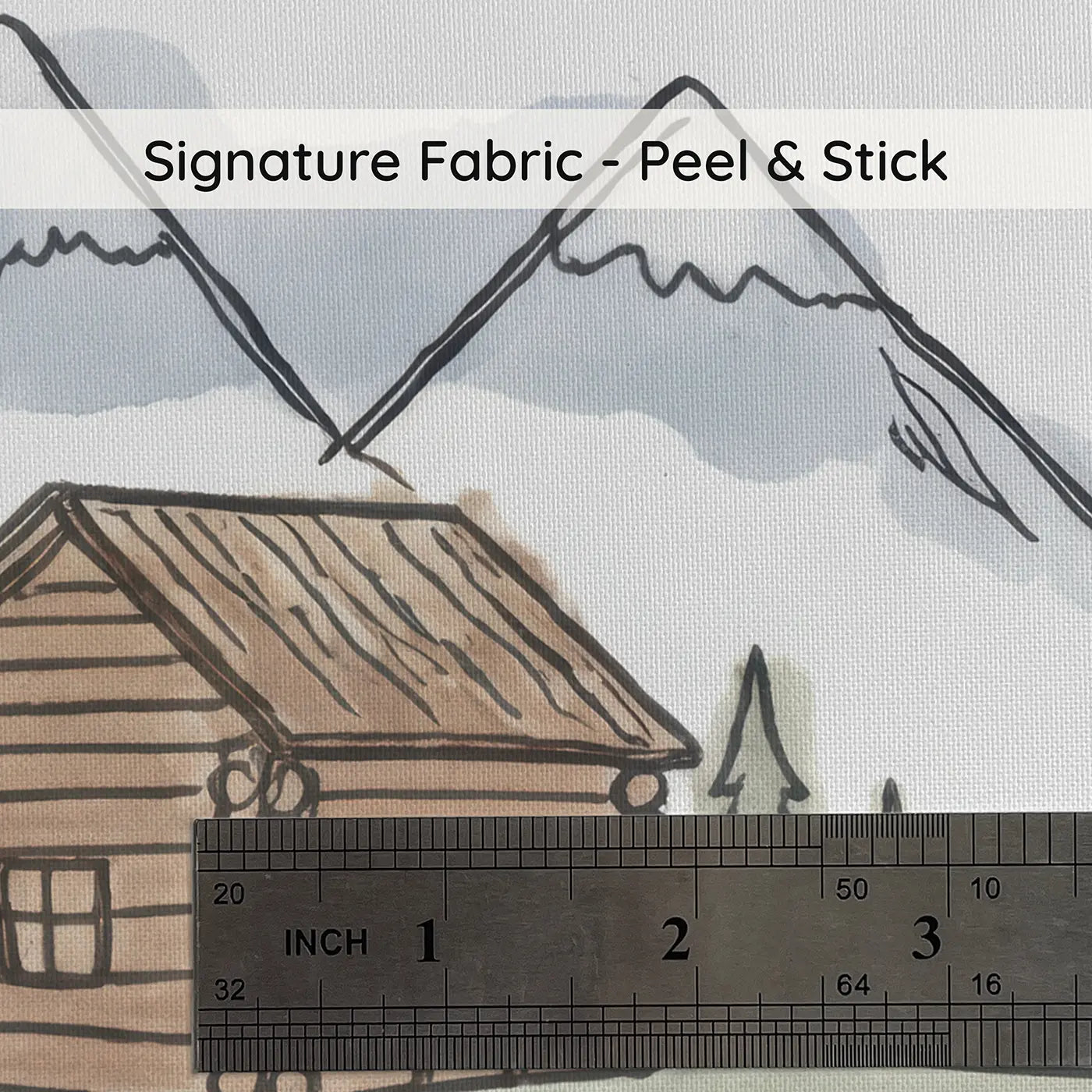 Log Cabin Hand-Drawn on peel and stick fabric - Whimsy Tots