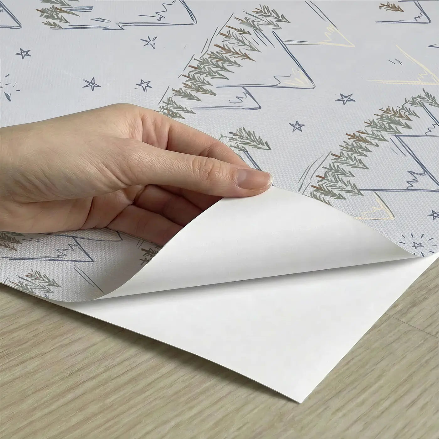 Triangular Mountain Hand-Drawn peel and stick material close-up - Whimsy Tots