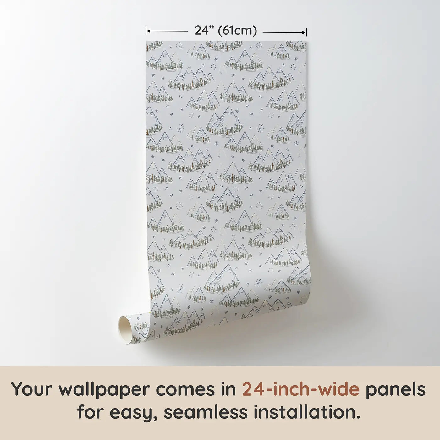 Triangular Mountain Hand-Drawn wallpaper panel dimensions - Whimsy Tots