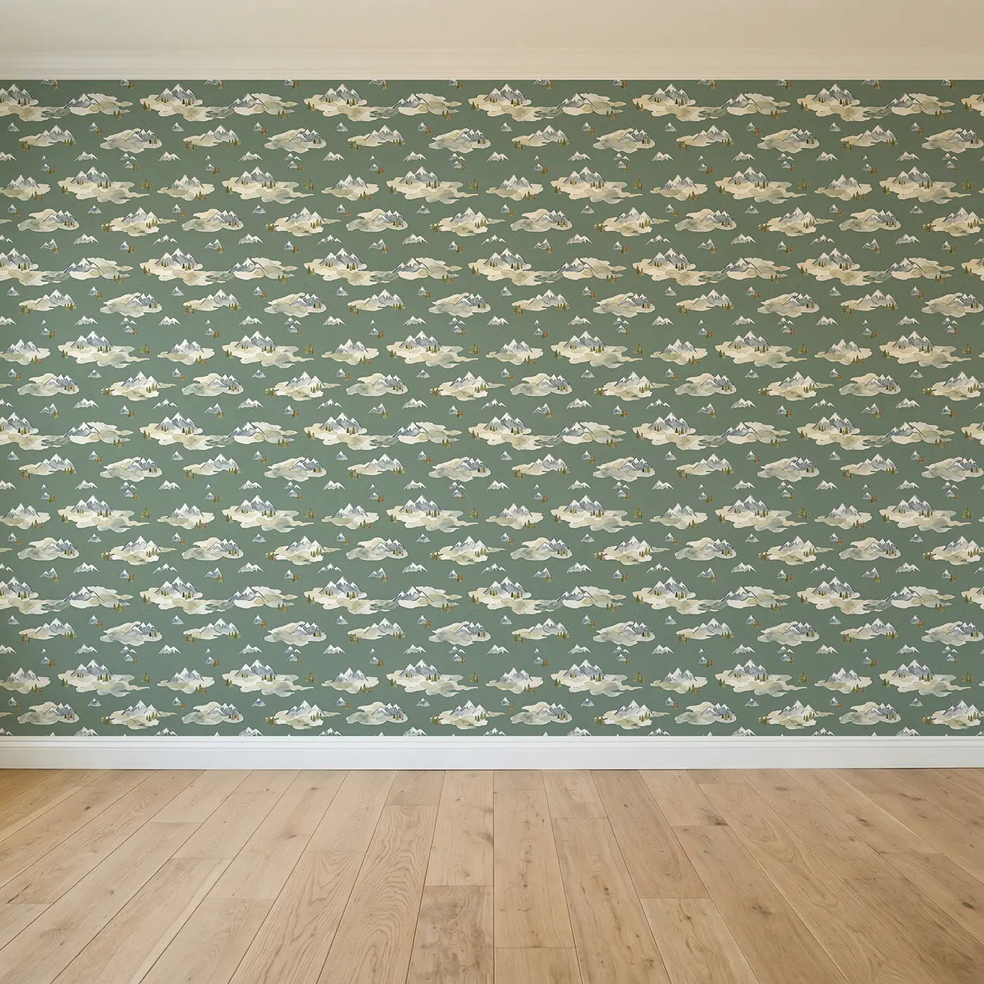 Snow-Capped Peak Watercolor seamless wallpaper full pattern - Whimsy Tots