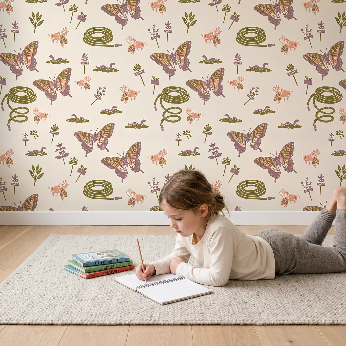 Tiger Swallowtail Bold Block Print wallpaper in styled kids room - Whimsy Tots
