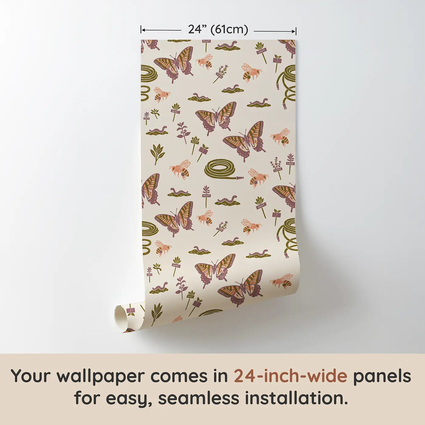 Tiger Swallowtail Bold Block Print wallpaper panel dimensions - Whimsy Tots