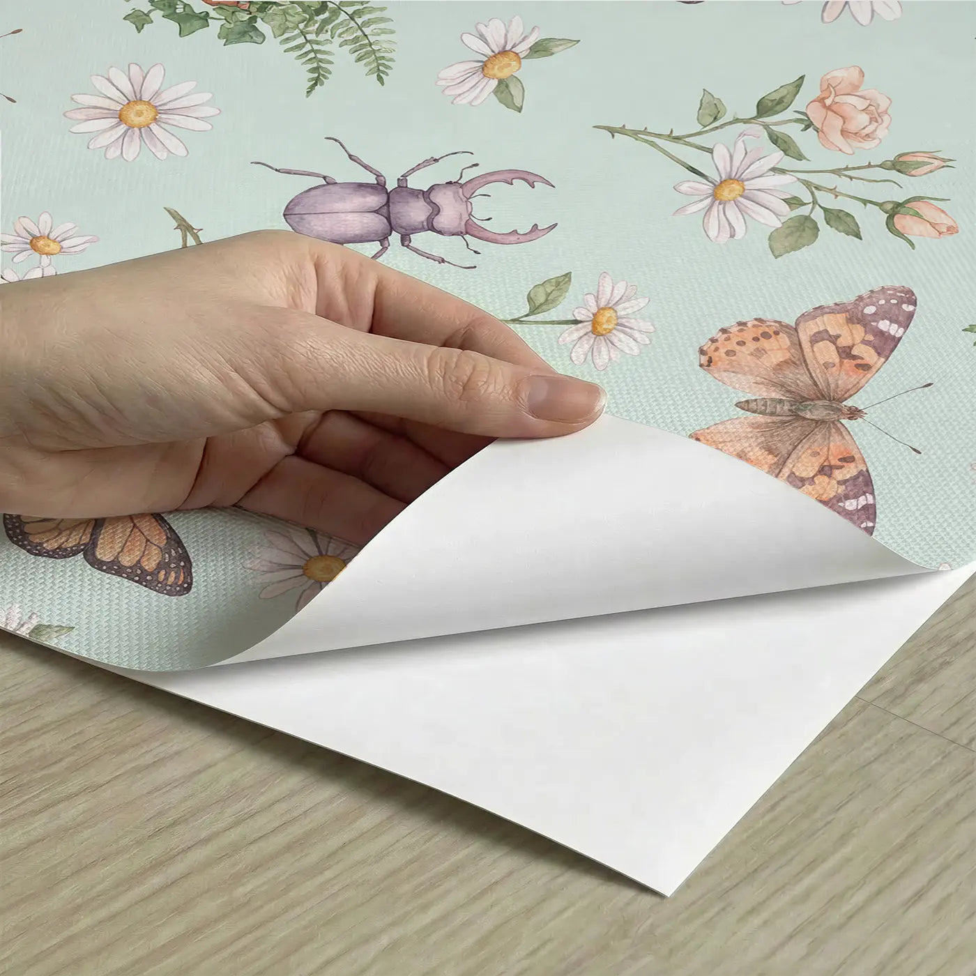 Painted Lady Butterfly Watercolor peel and stick material close-up - Whimsy Tots