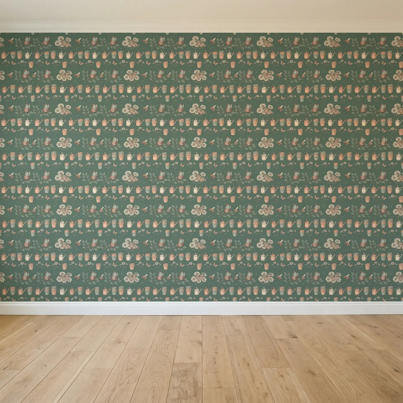 Blue Morpho Wings Botanical Elegance seamless wallpaper full pattern - Whimsy Tots