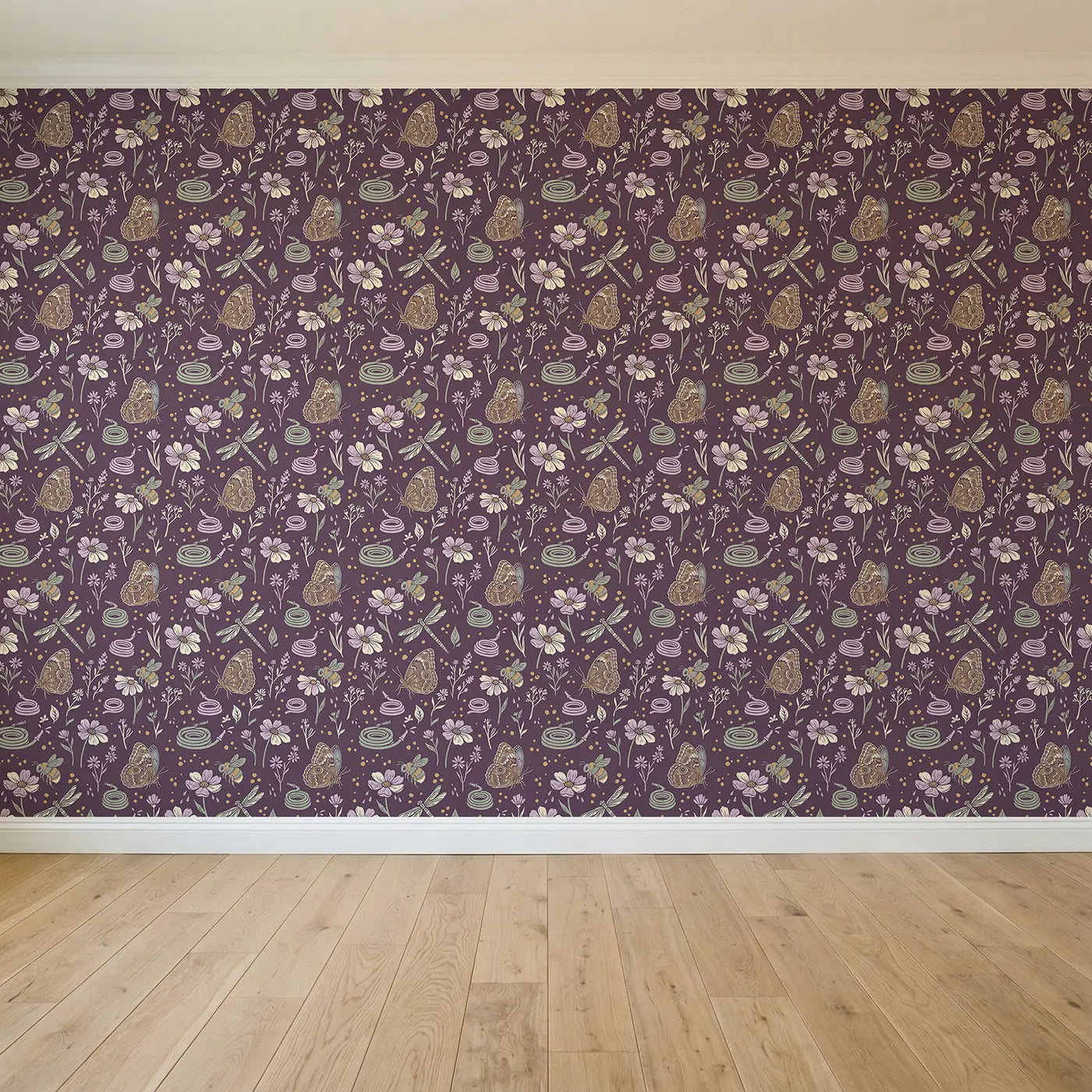 Blue Morpho Wings Block Print seamless wallpaper full pattern - Whimsy Tots