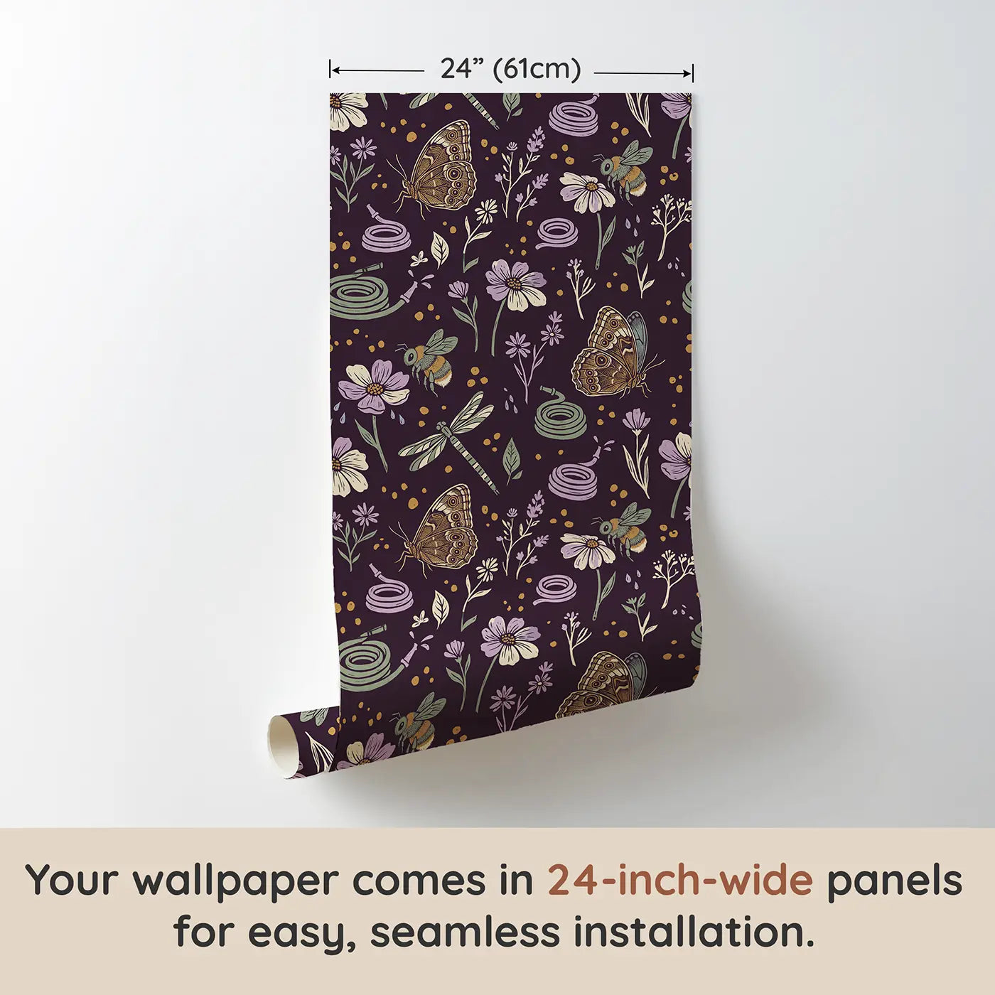 Blue Morpho Wings Block Print wallpaper panel dimensions - Whimsy Tots