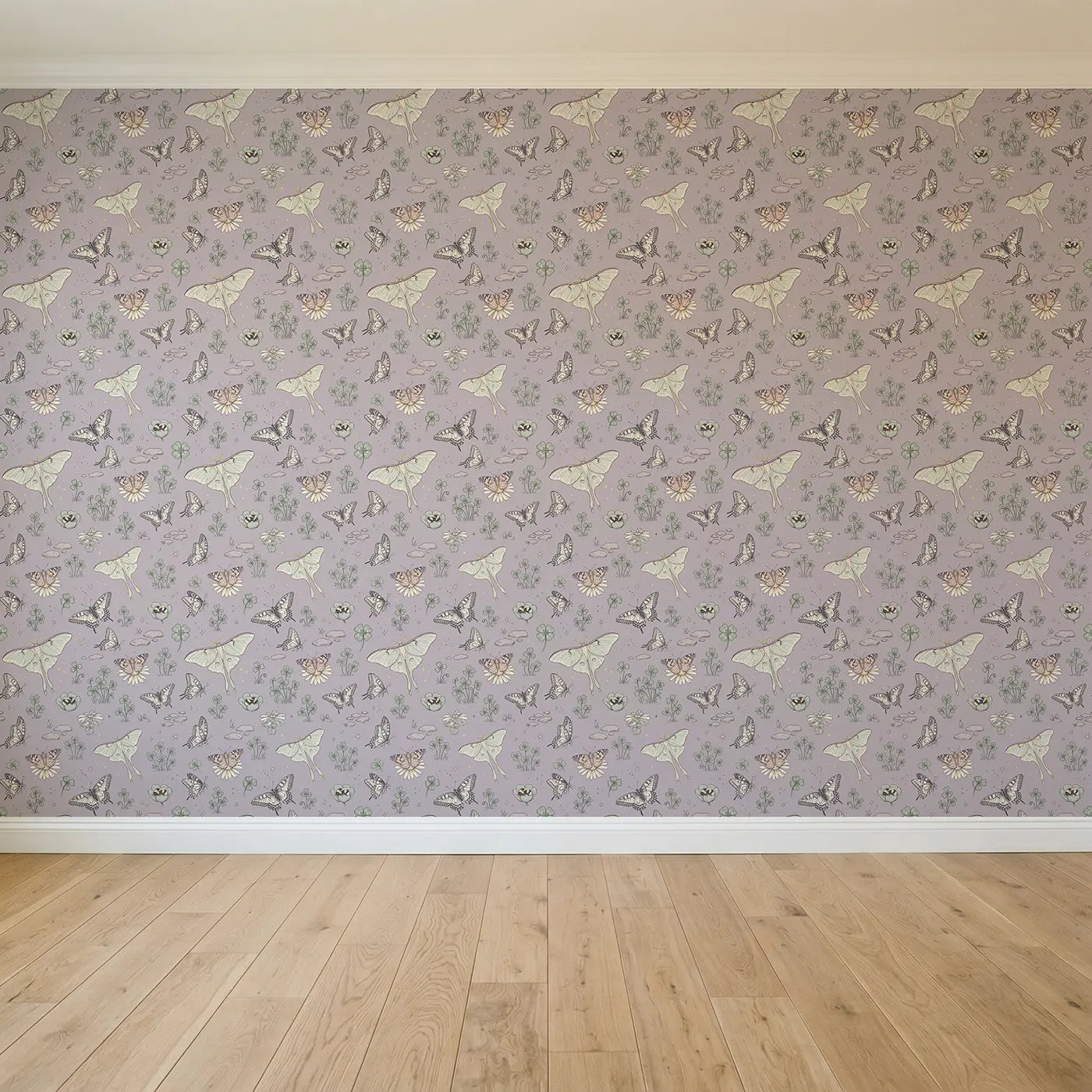 Luna Moth Pale Hand-Drawn seamless wallpaper full pattern - Whimsy Tots