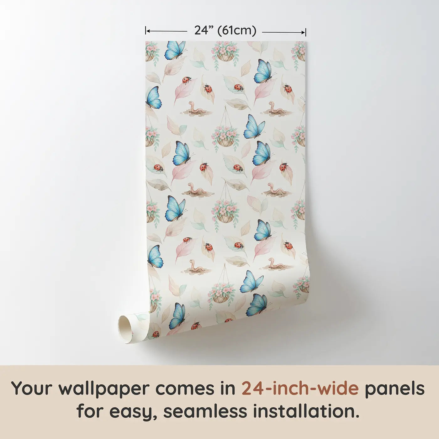 Blue Morpho Butterfly Watercolor II wallpaper panel dimensions - Whimsy Tots