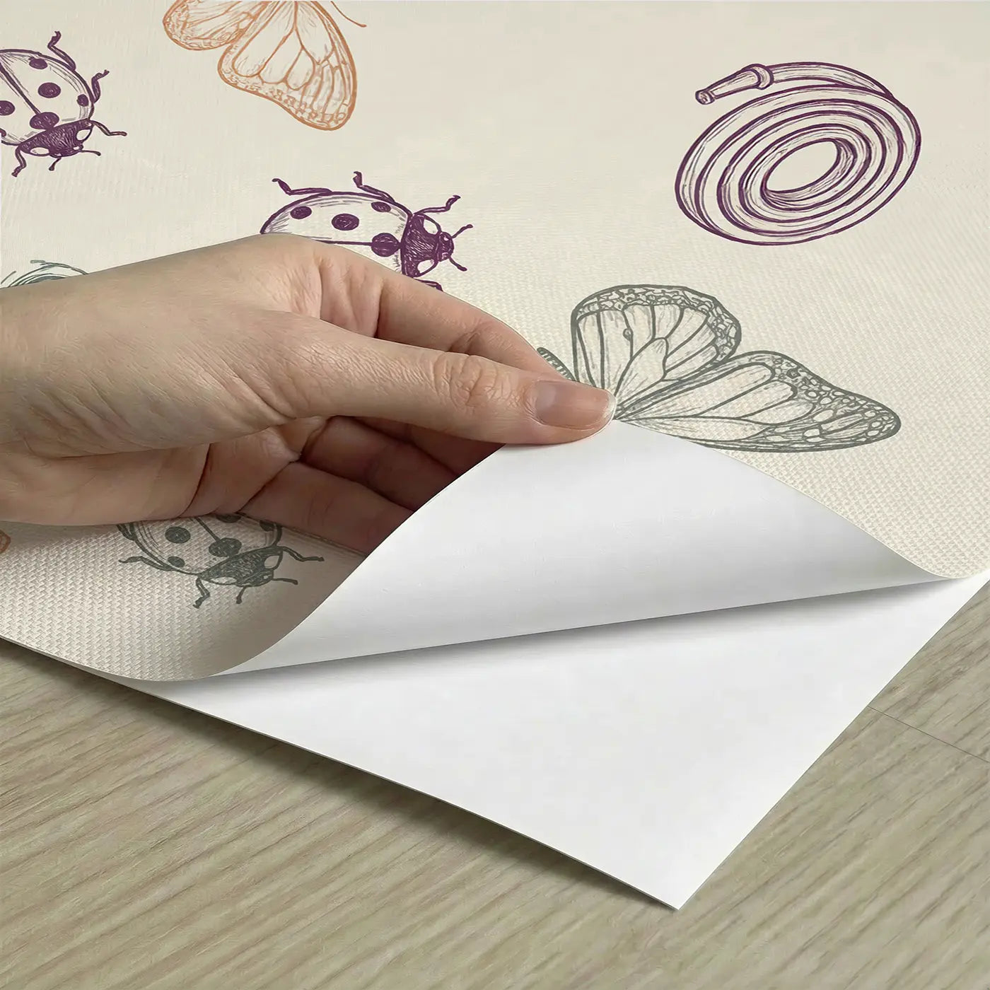 Monarch Butterfly Mid-Flight Hand-Drawn peel and stick material close-up - Whimsy Tots