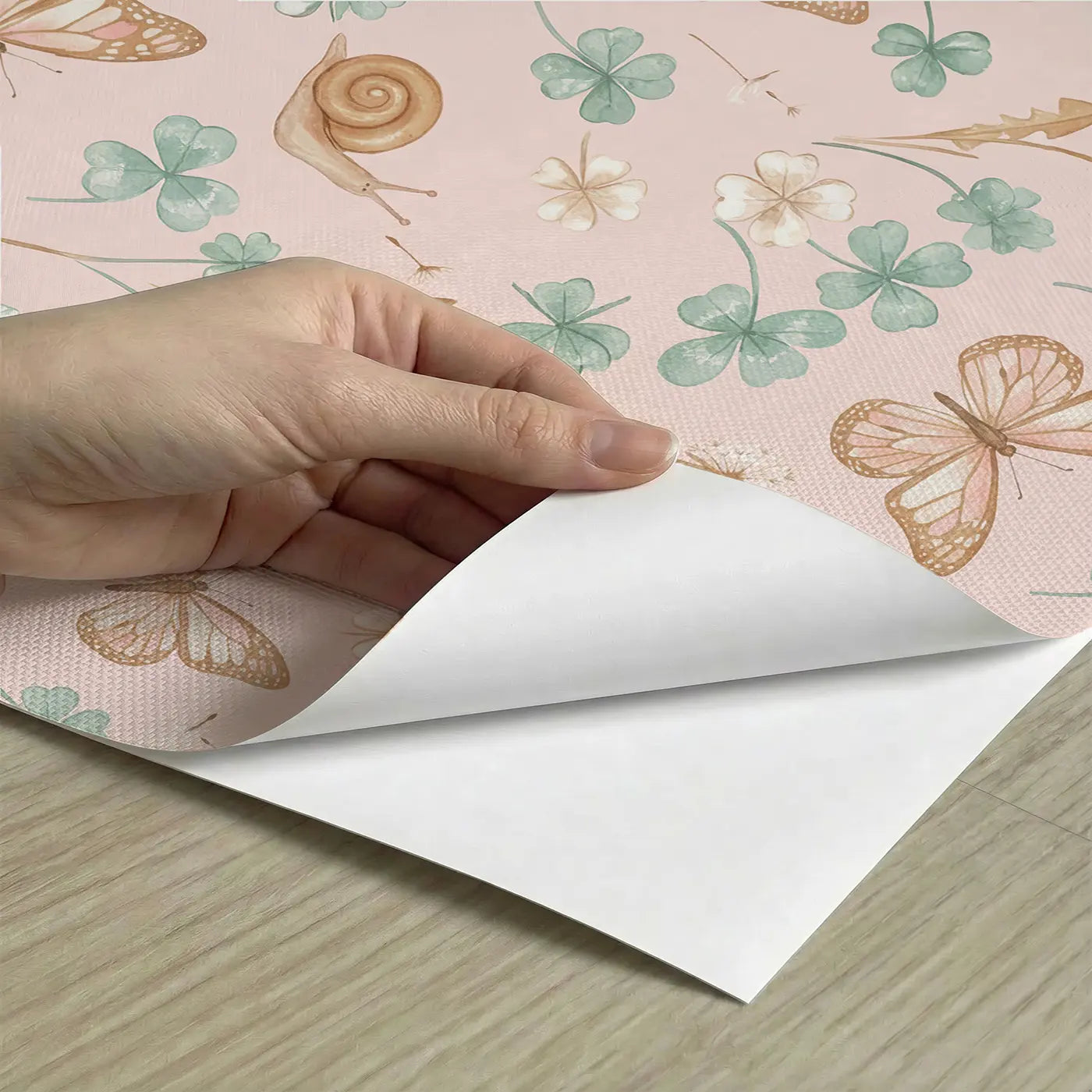 Monarch Butterfly Mid-Flight Ditsy Floral peel and stick material close-up - Whimsy Tots