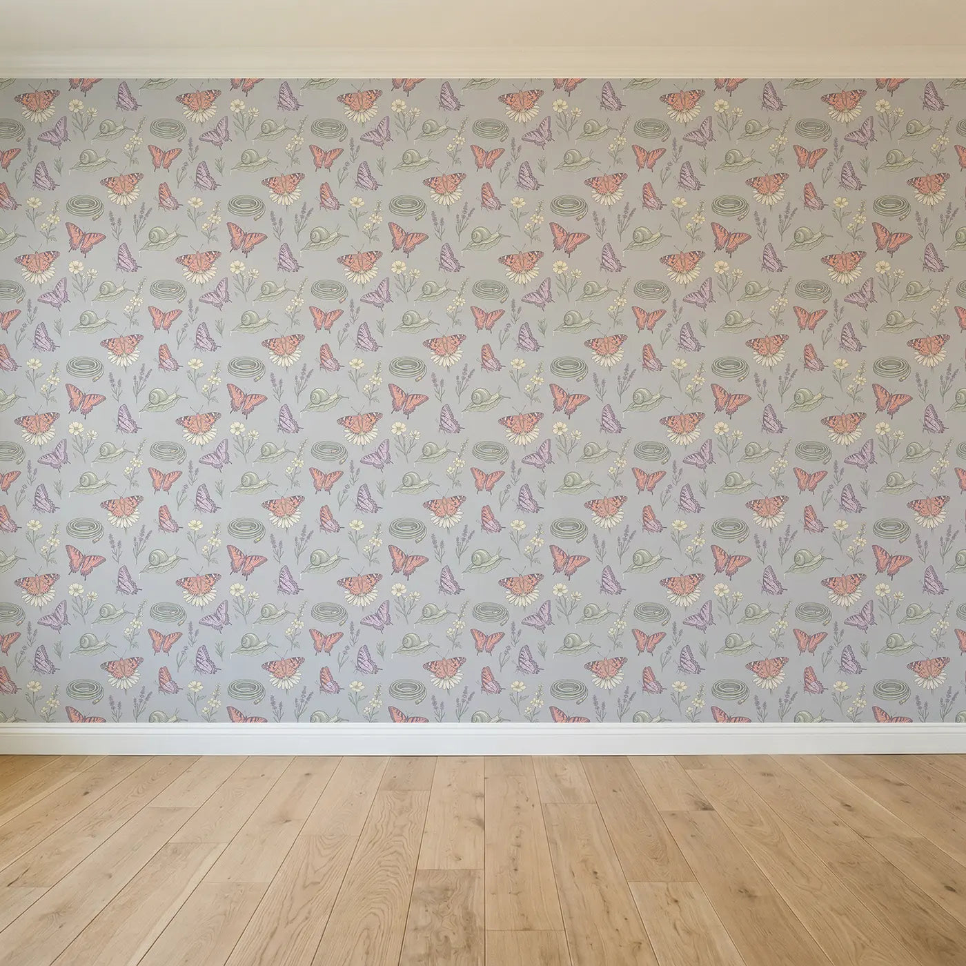 Painted Lady Resting Hand-Drawn seamless wallpaper full pattern - Whimsy Tots