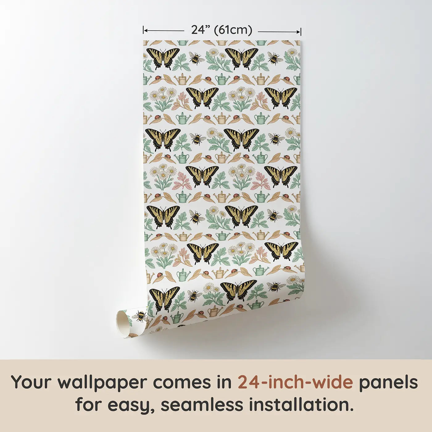 Tiger Swallowtail Bold Botanical Elegance wallpaper panel dimensions - Whimsy Tots
