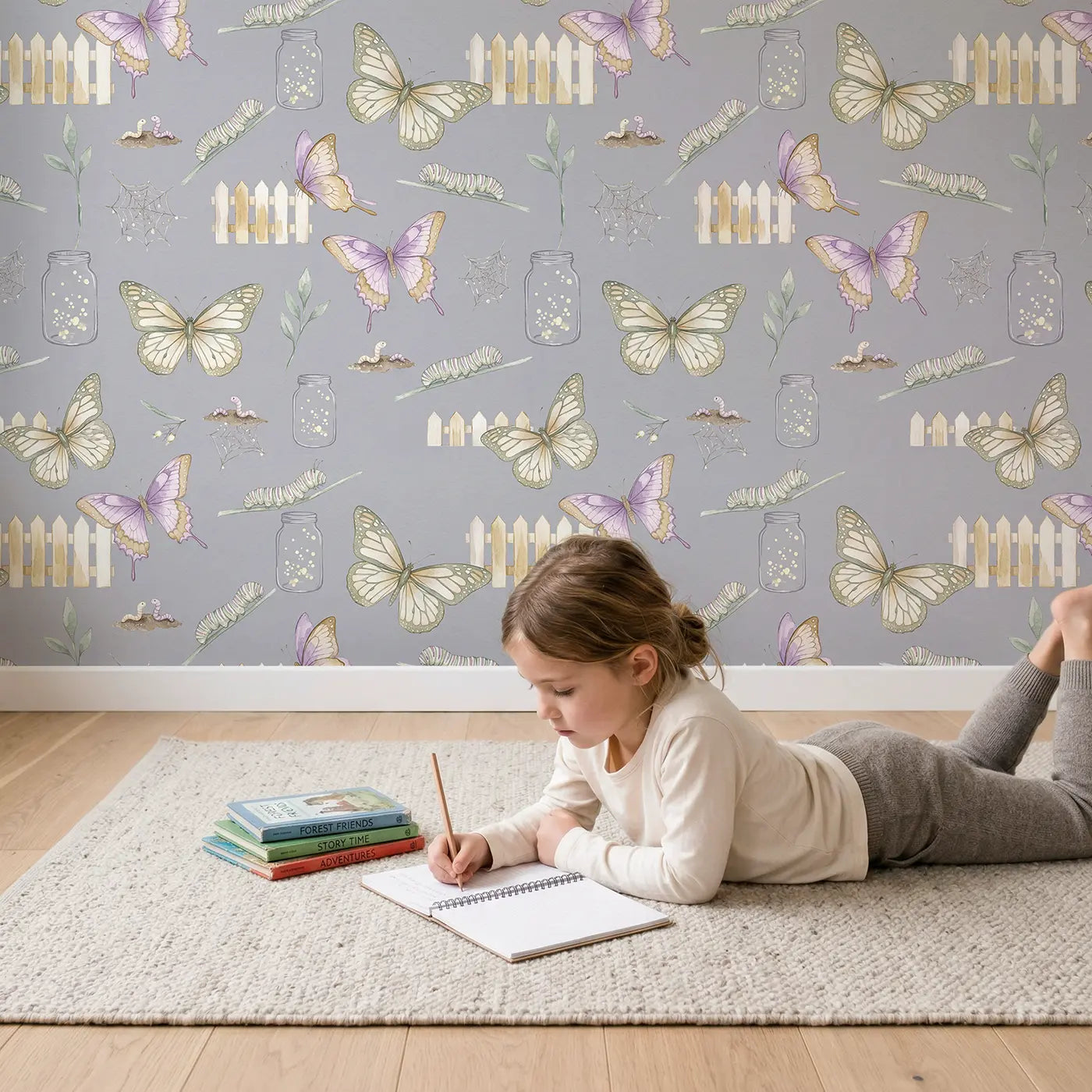 Swallowtail Butterfly Elegant Watercolor wallpaper in styled kids room - Whimsy Tots