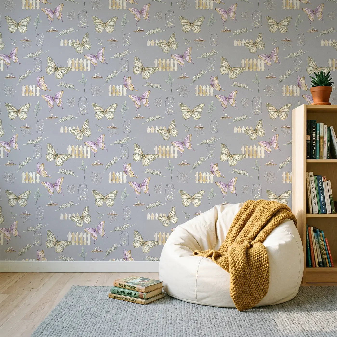 Swallowtail Butterfly Elegant Watercolor wallpaper in Scandinavian nursery - Whimsy Tots