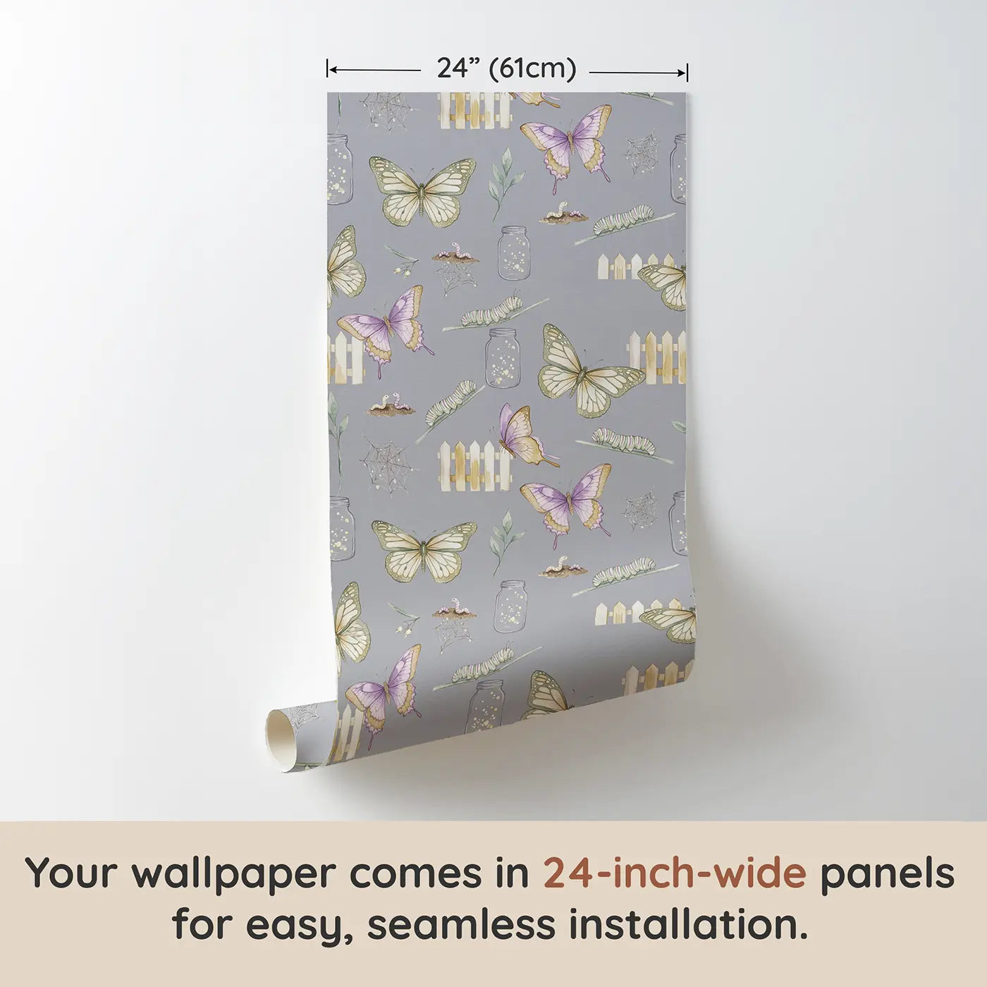 Swallowtail Butterfly Elegant Watercolor wallpaper panel dimensions - Whimsy Tots