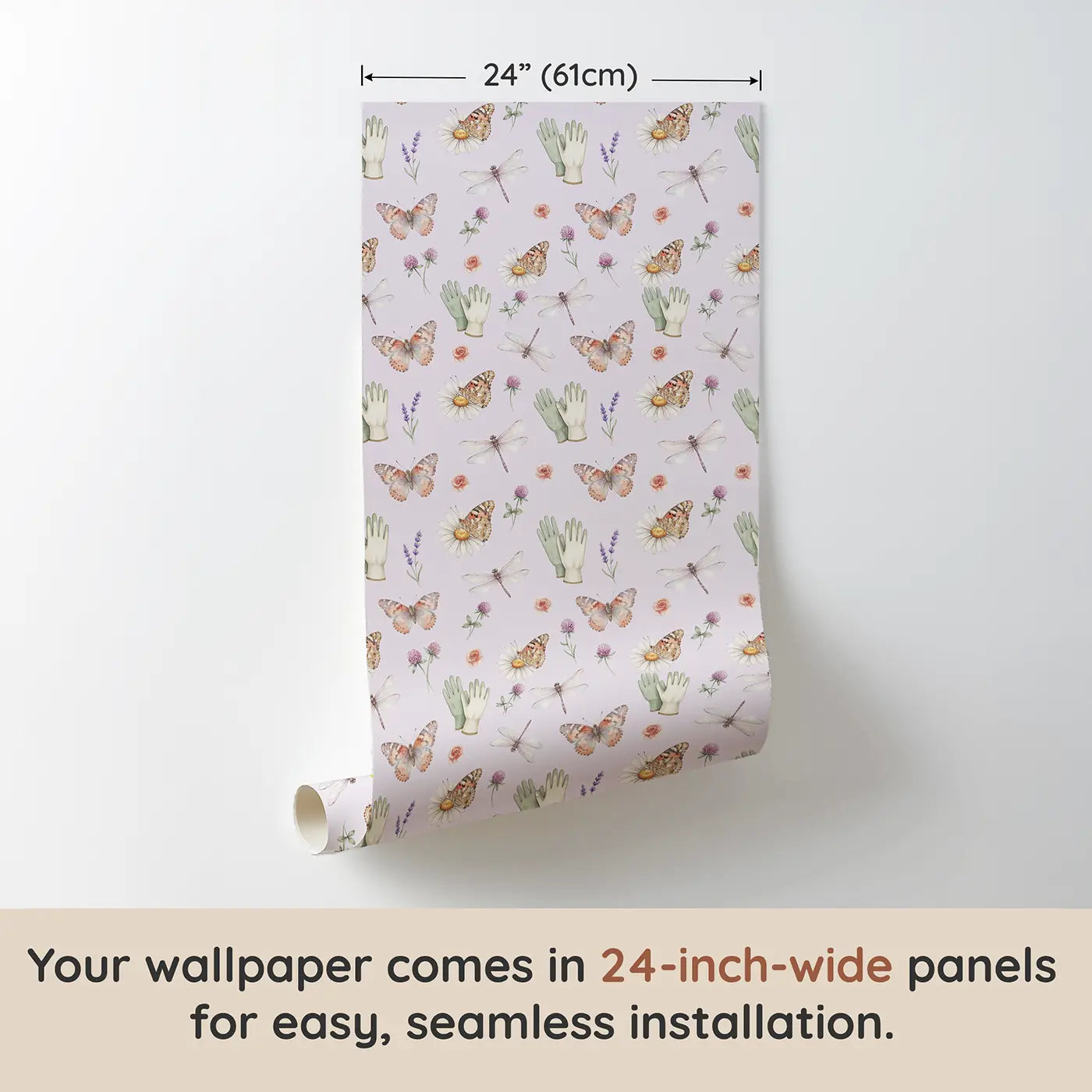 Butterfly Watercolor-Washed Watercolor wallpaper panel dimensions - Whimsy Tots