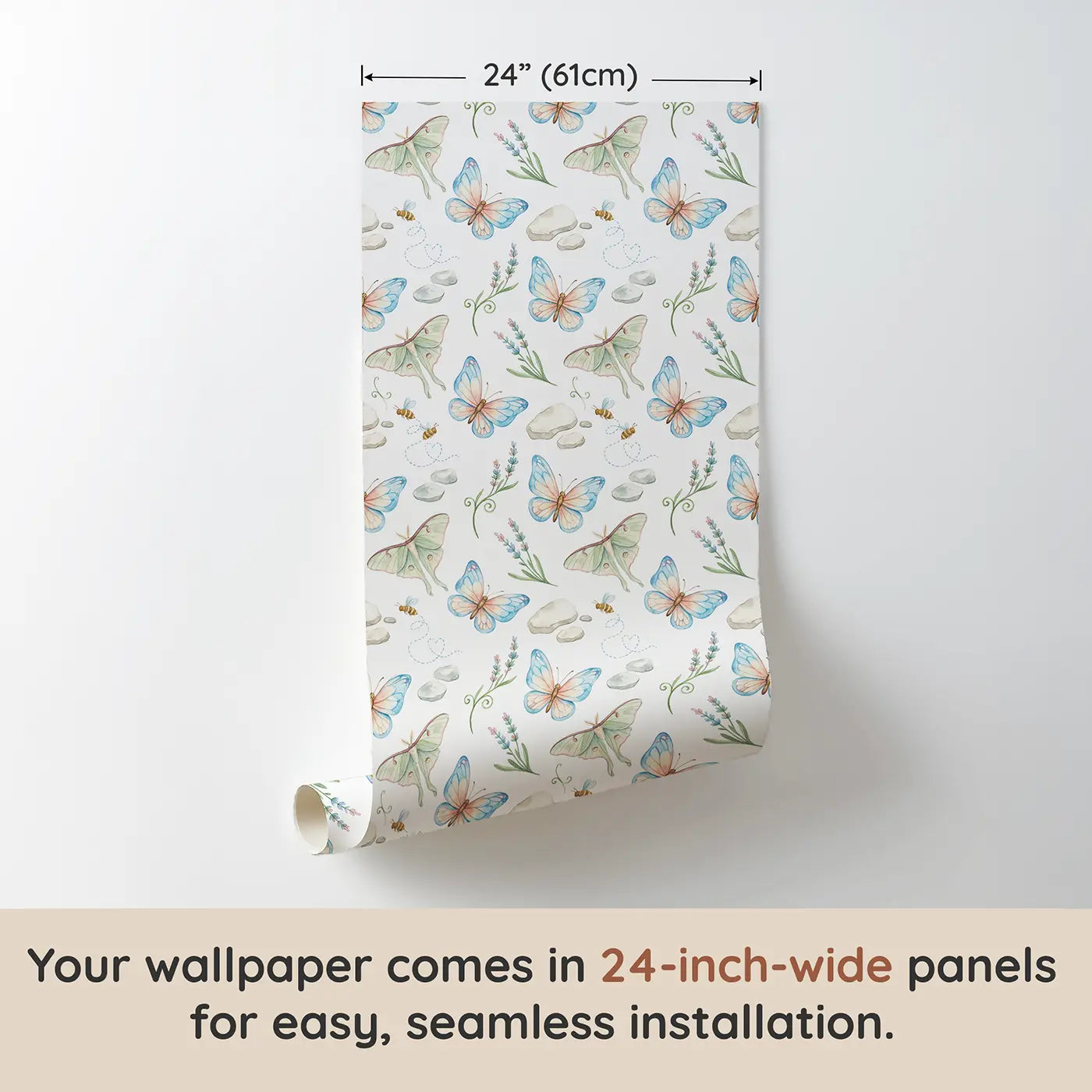 Luna Moth Watercolor wallpaper panel dimensions - Whimsy Tots