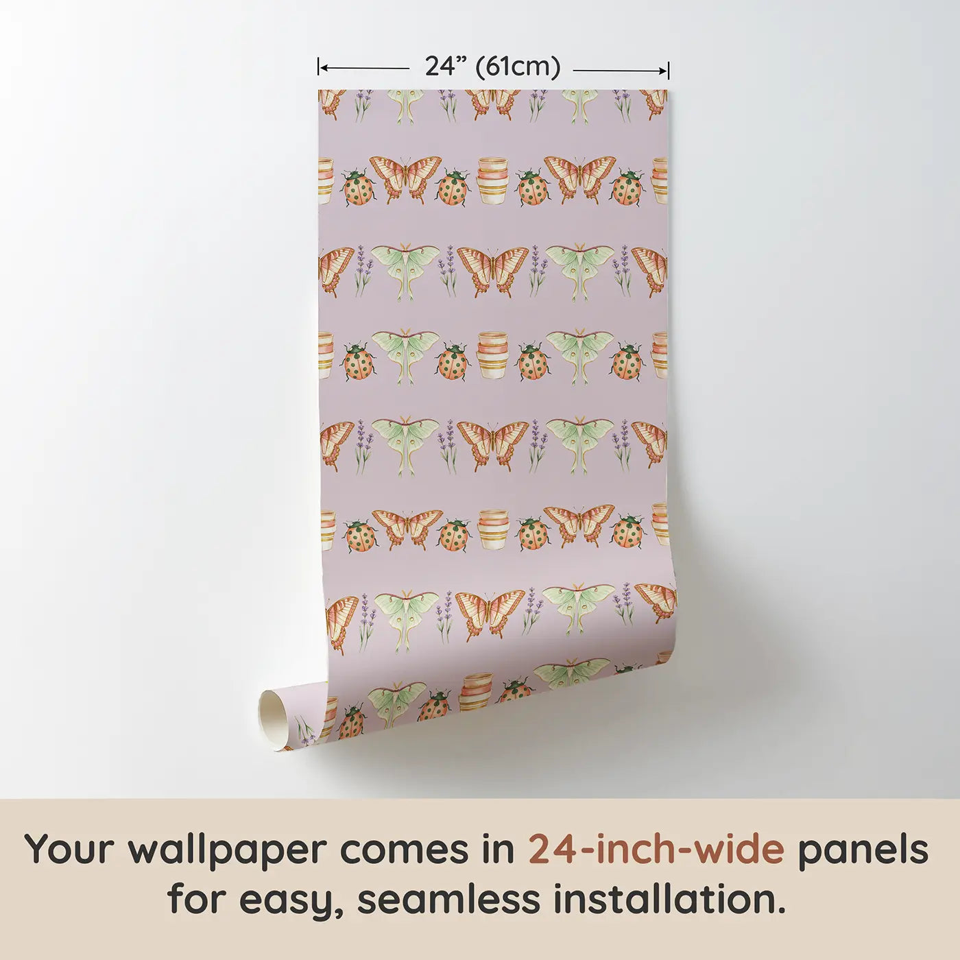 Tiger Swallowtail Bold Ditsy Floral wallpaper panel dimensions - Whimsy Tots