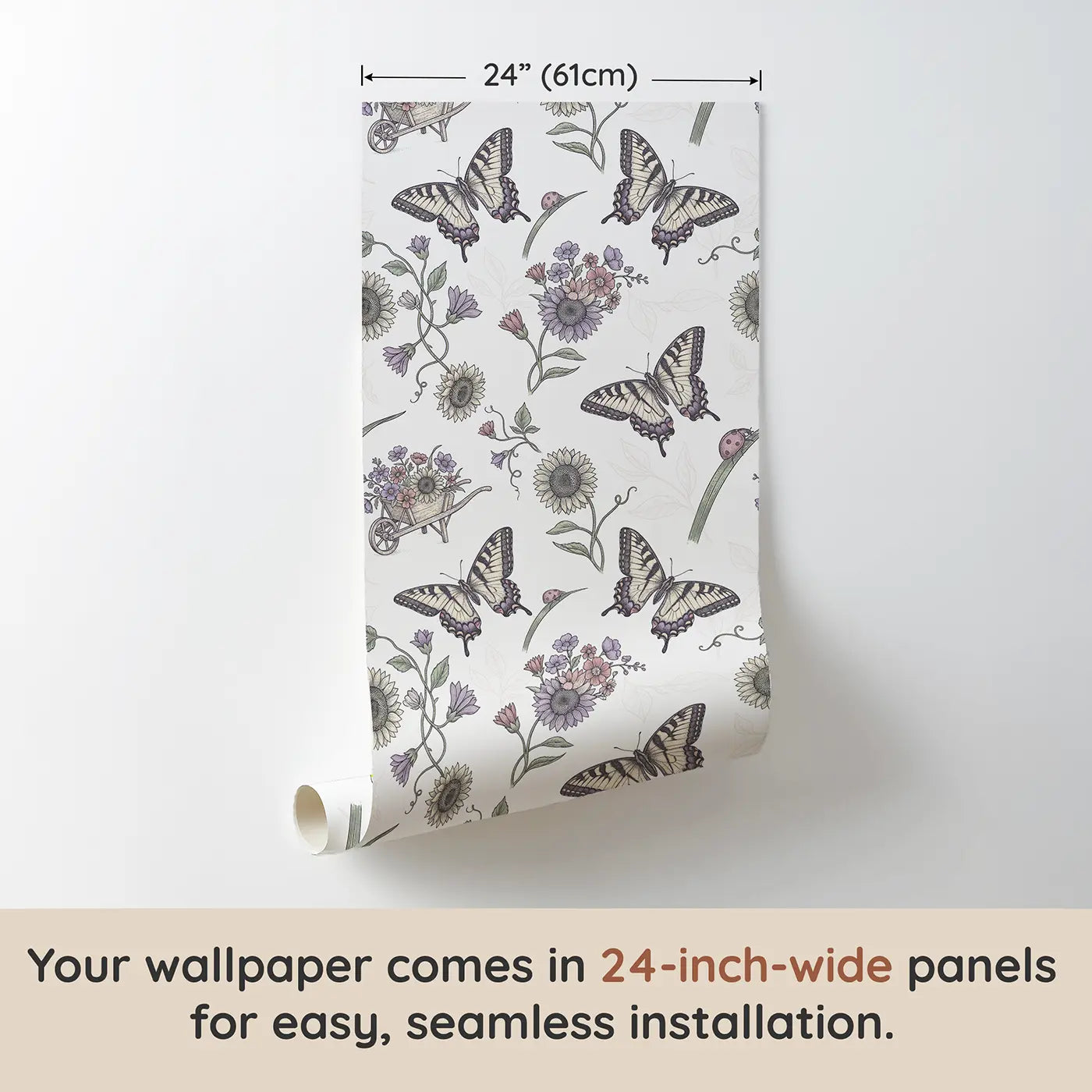 Tiger Swallowtail Bold Botanical Elegance II wallpaper panel dimensions - Whimsy Tots