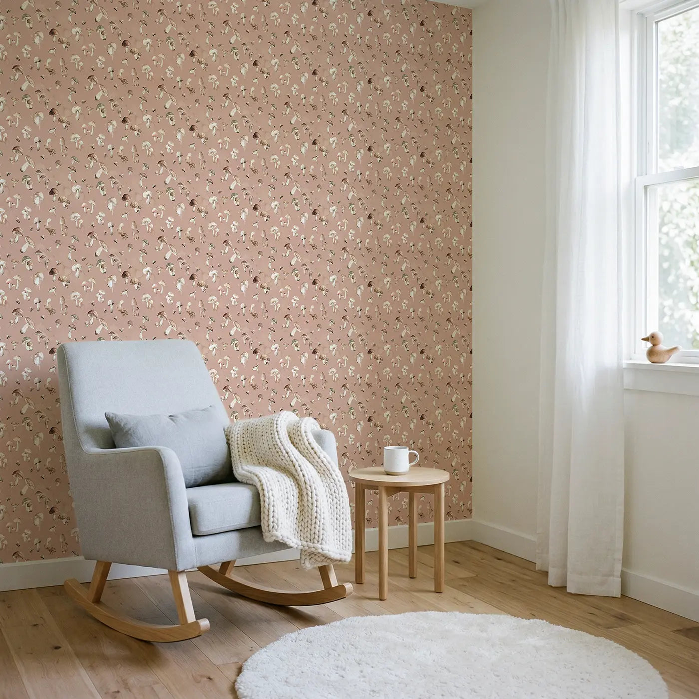 Brown Cream Watercolor wallpaper in Scandinavian nursery - Whimsy Tots