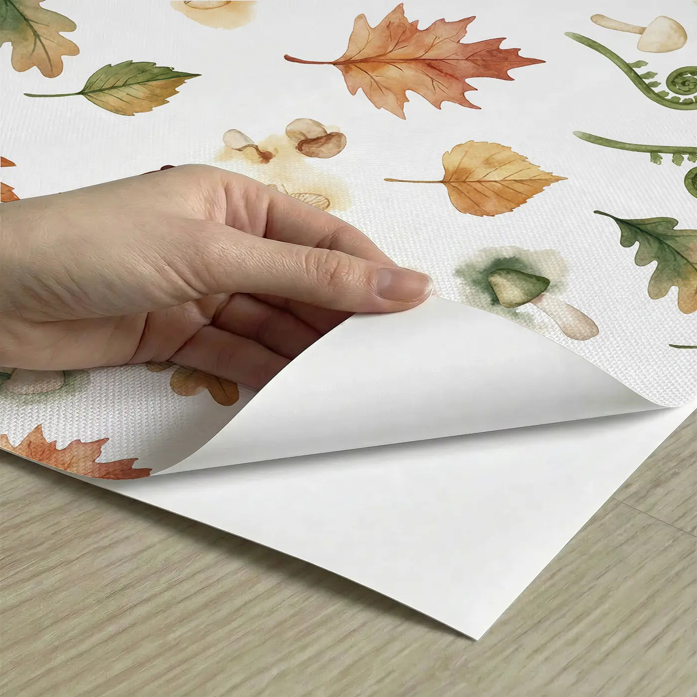 Fallen Autumn Watercolor peel and stick material close-up - Whimsy Tots