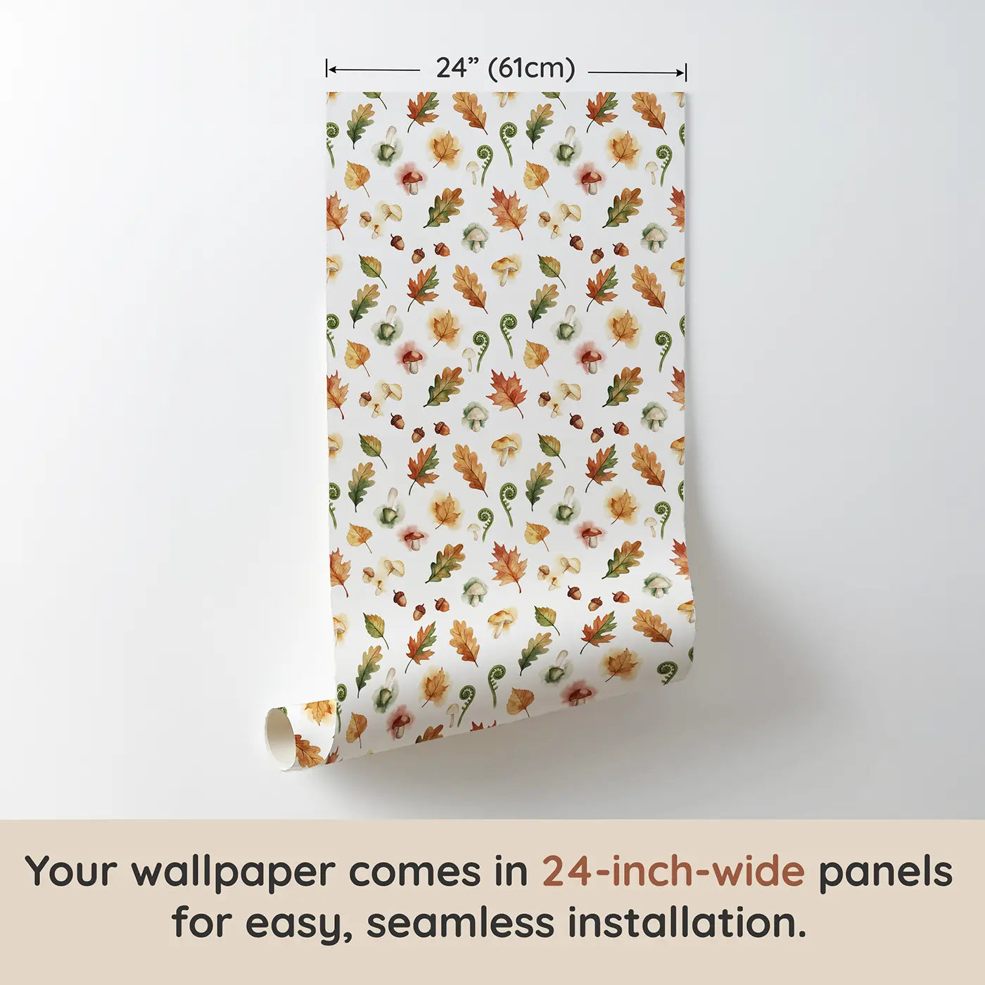 Fallen Autumn Watercolor wallpaper panel dimensions - Whimsy Tots