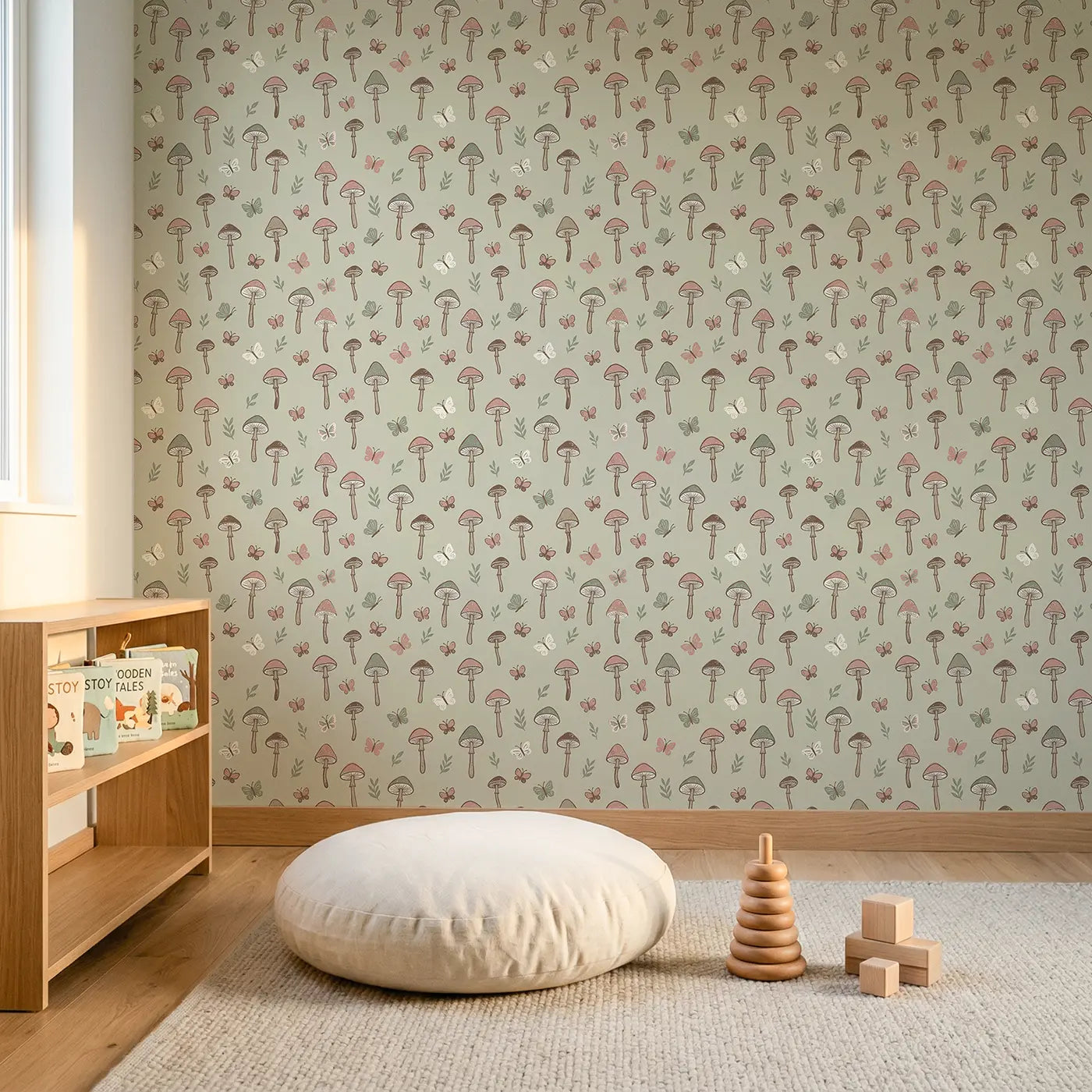 Tall Skinny Block Print wallpaper in Scandinavian nursery - Whimsy Tots