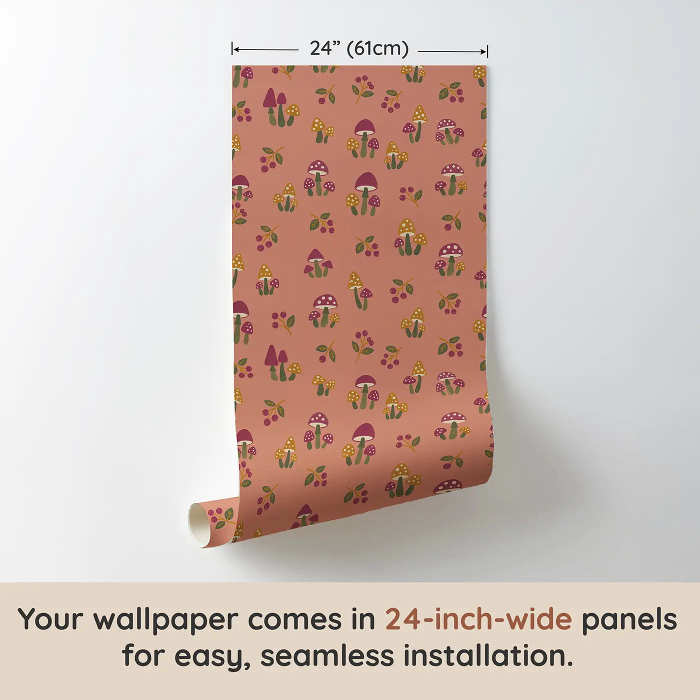 Miniature Mushroom Garden Modern Illustration wallpaper panel dimensions - Whimsy Tots