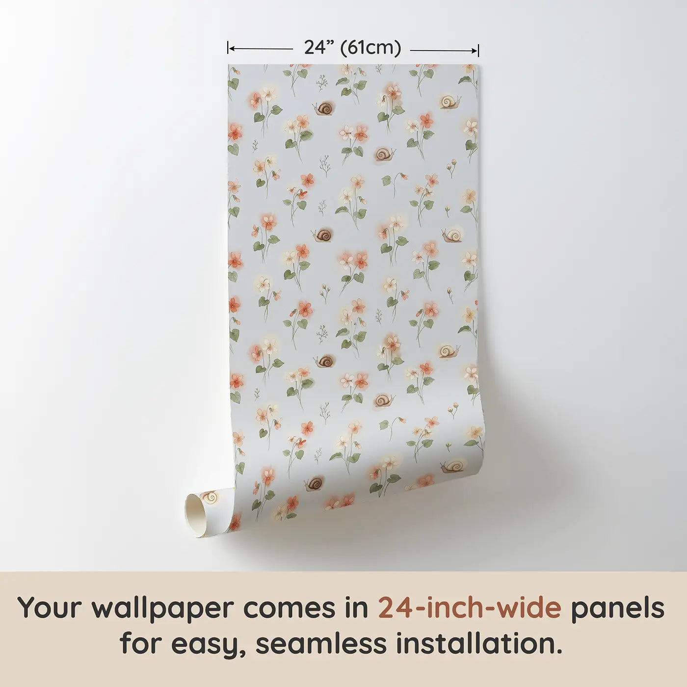 Tiny Woodland Violets Watercolor wallpaper panel dimensions - Whimsy Tots