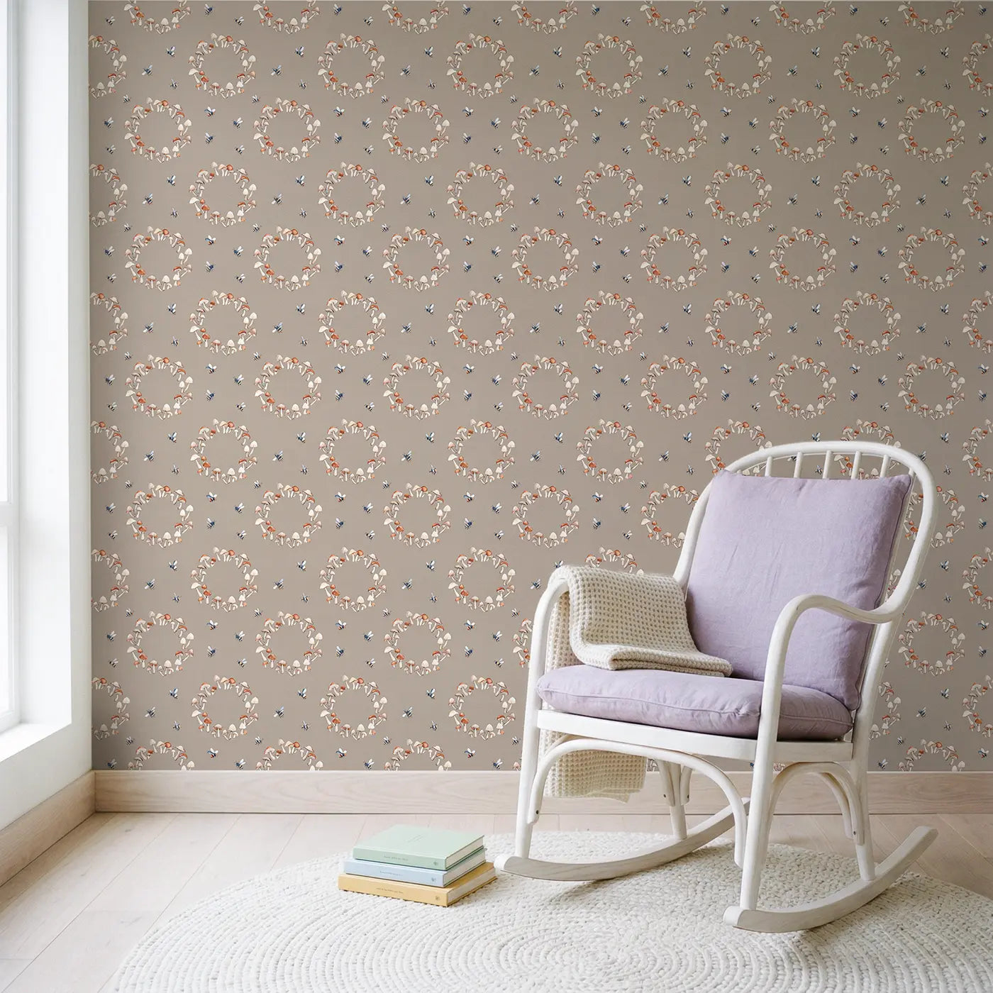 Fairy Ring Watercolor wallpaper in Scandinavian nursery - Whimsy Tots