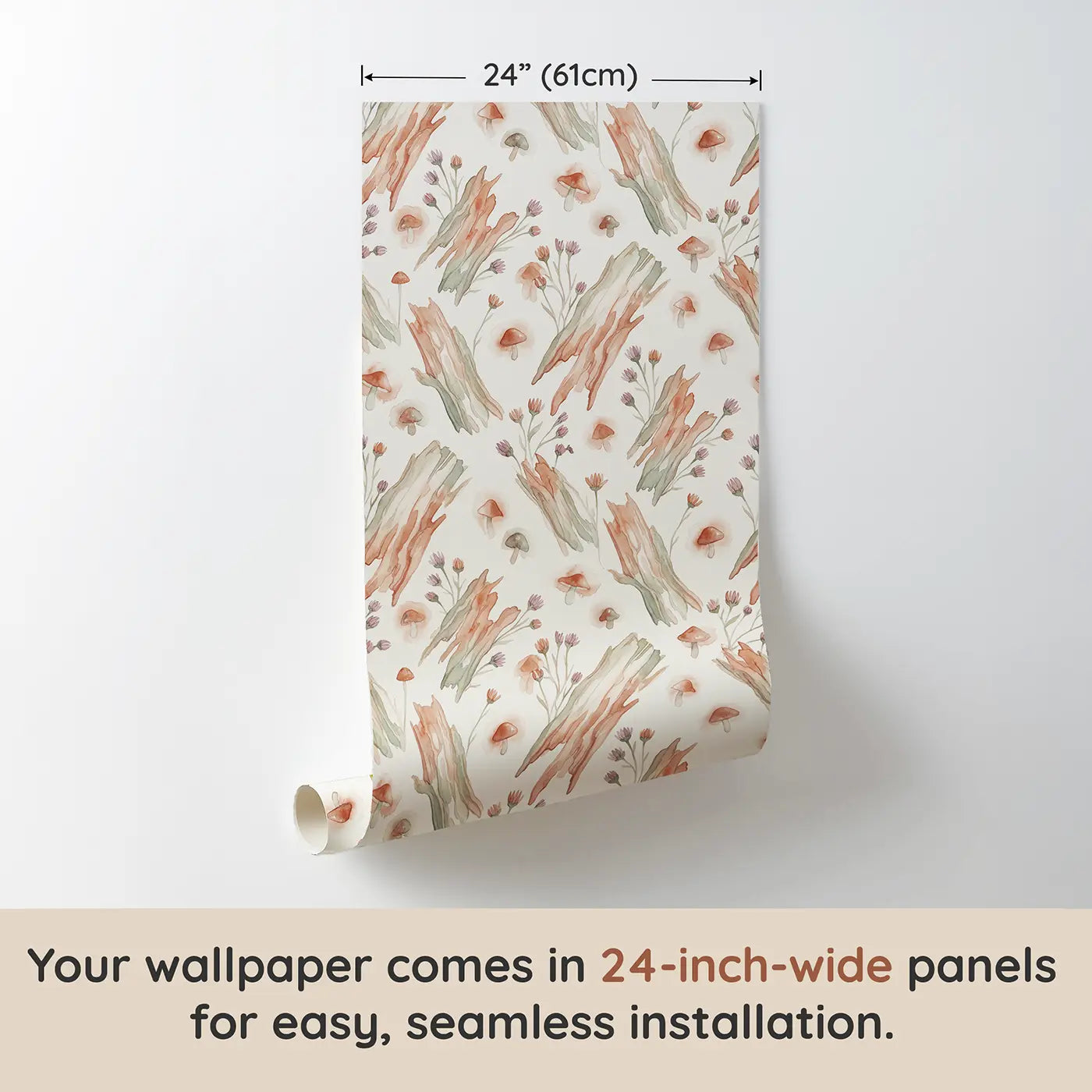 Tree Bark Watercolor wallpaper panel dimensions - Whimsy Tots