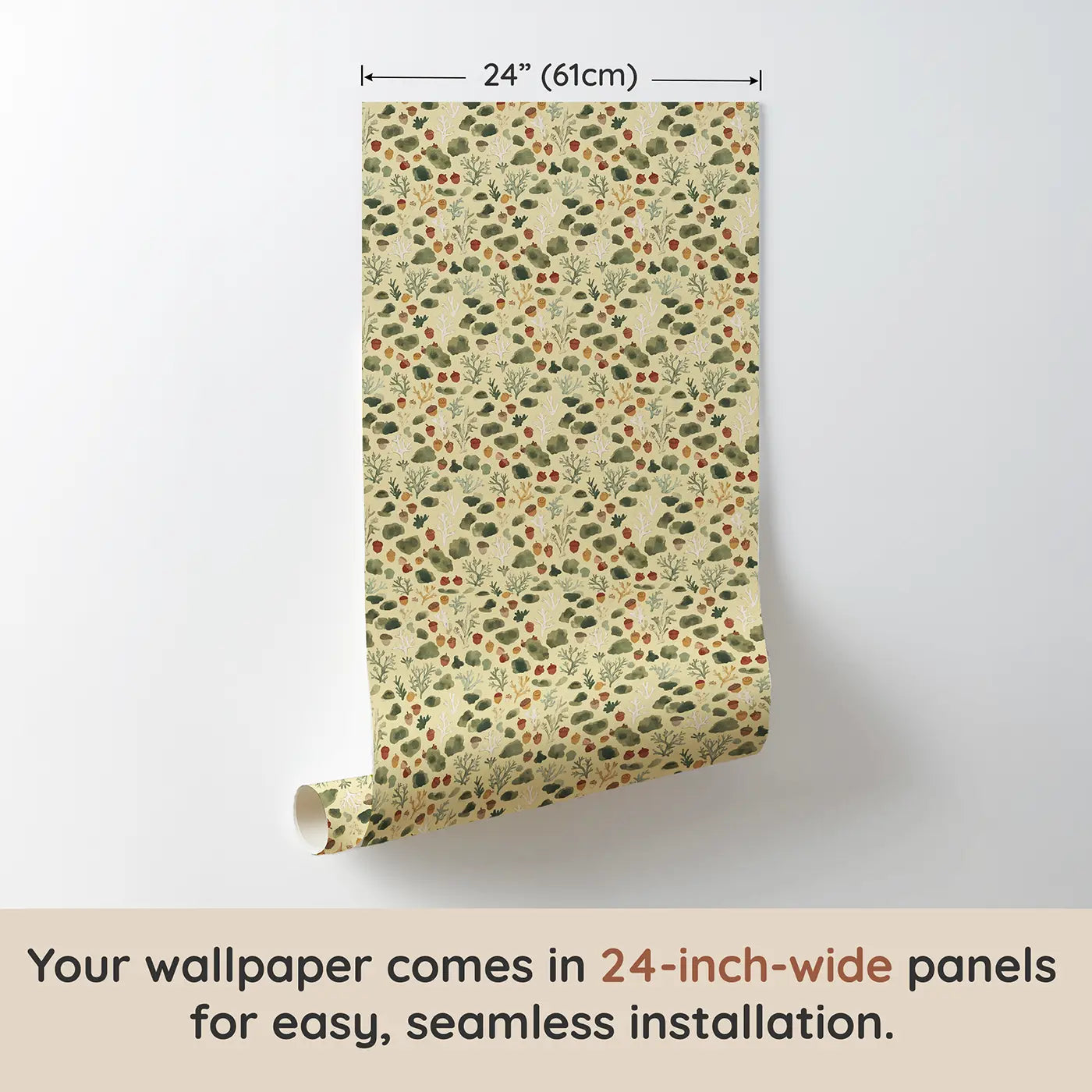 Moss Lichen Ditsy Floral wallpaper panel dimensions - Whimsy Tots