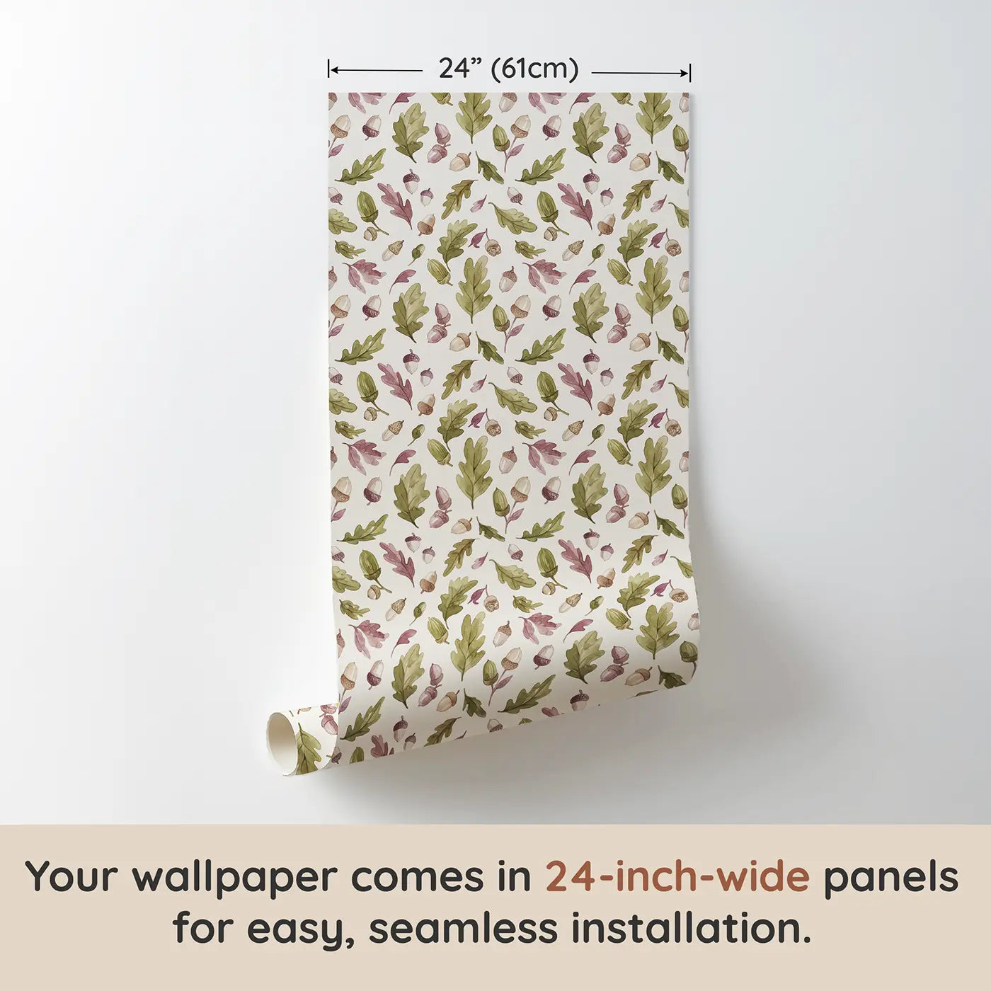 Acorns Oak Watercolor wallpaper panel dimensions - Whimsy Tots