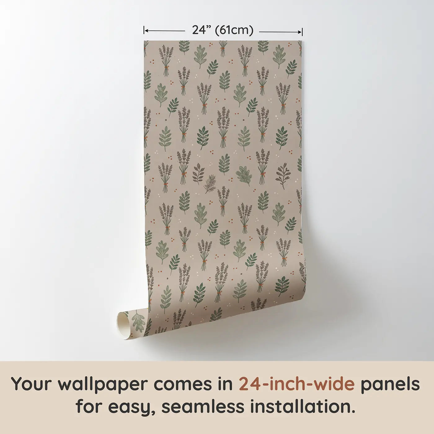 Hand-Tied Lavender Block Print wallpaper panel dimensions - Whimsy Tots