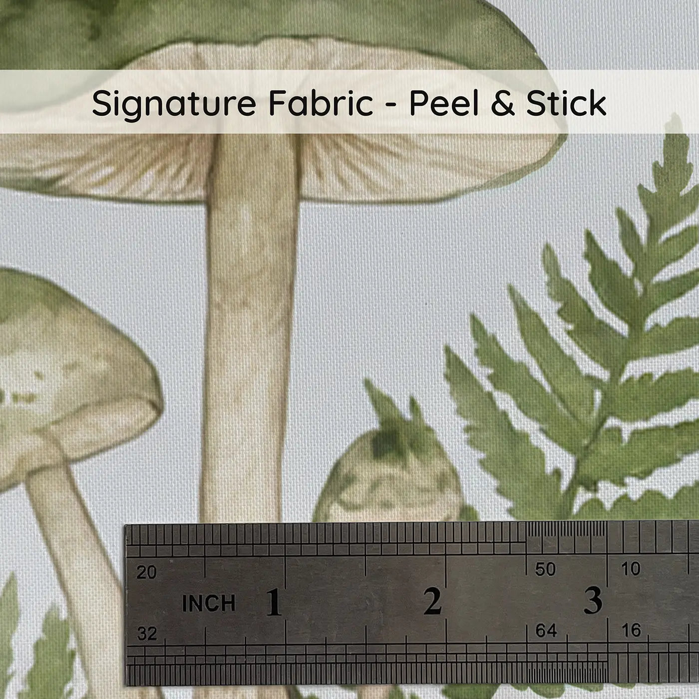 Mushroom Fern Watercolor on peel and stick fabric - Whimsy Tots