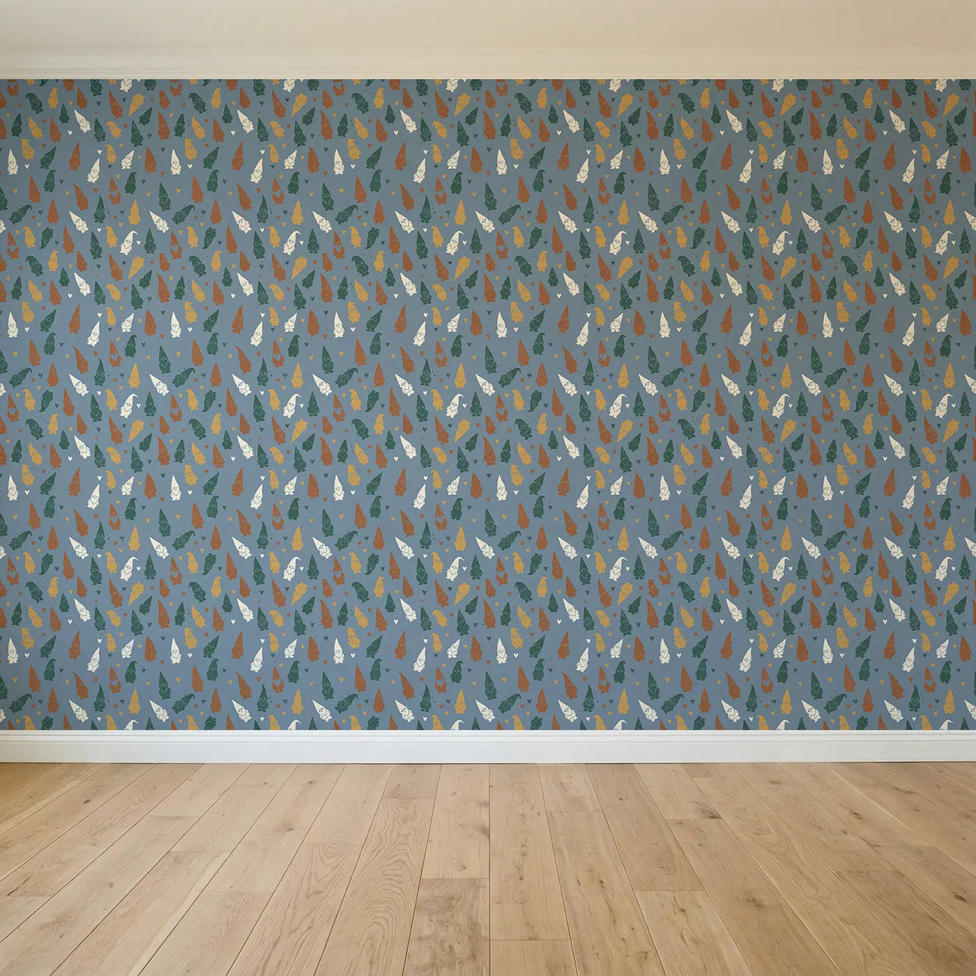 Garden Gnome Block Print seamless wallpaper full pattern - Whimsy Tots